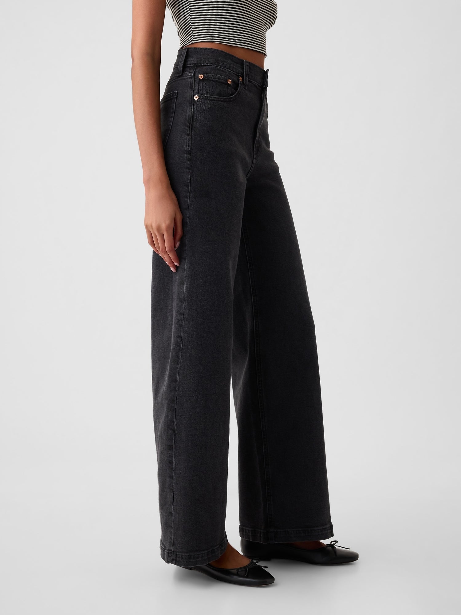 High Rise Stride Wide Jeans