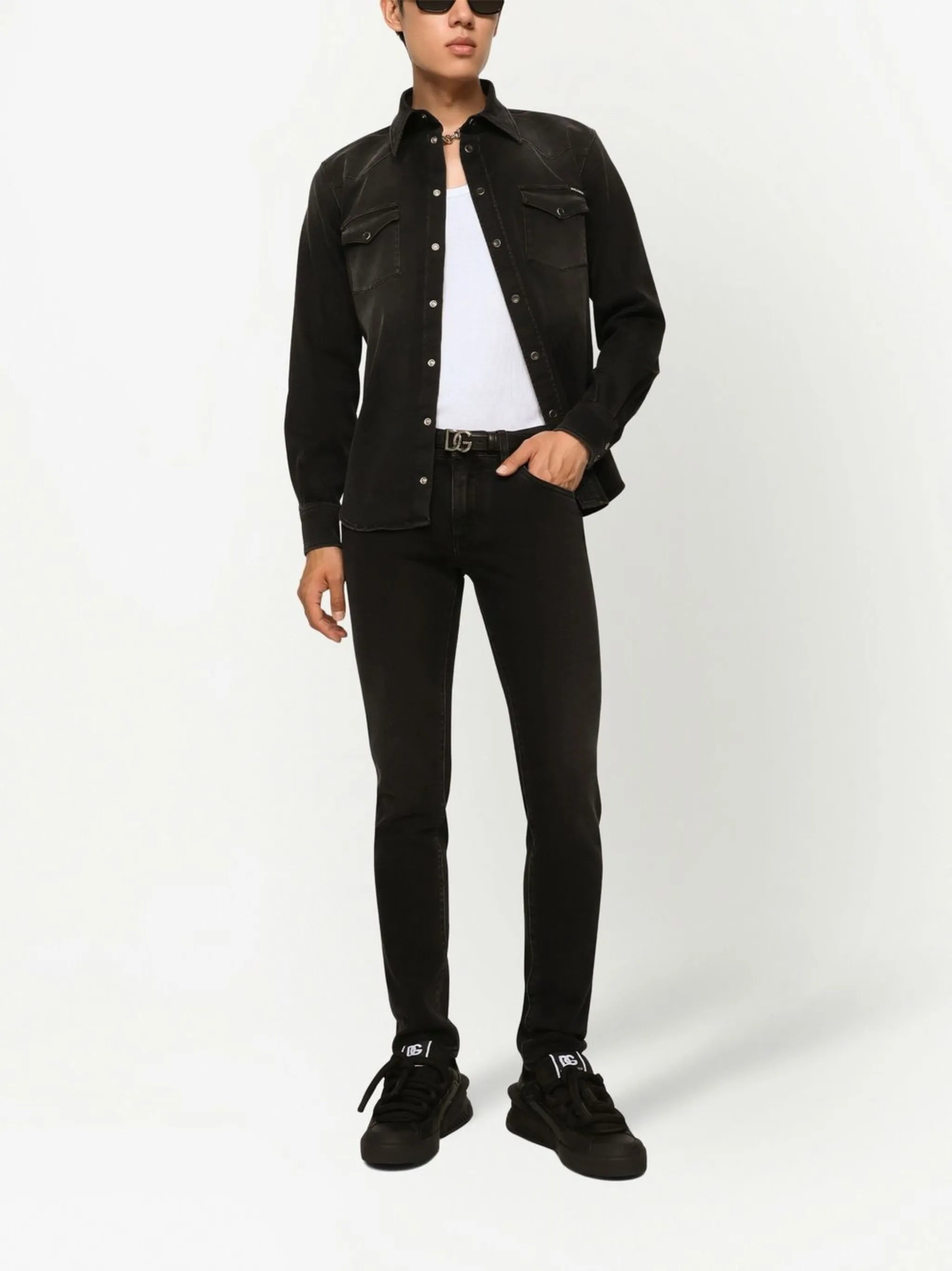 Skinny-Jeans mit Logo-Applikation