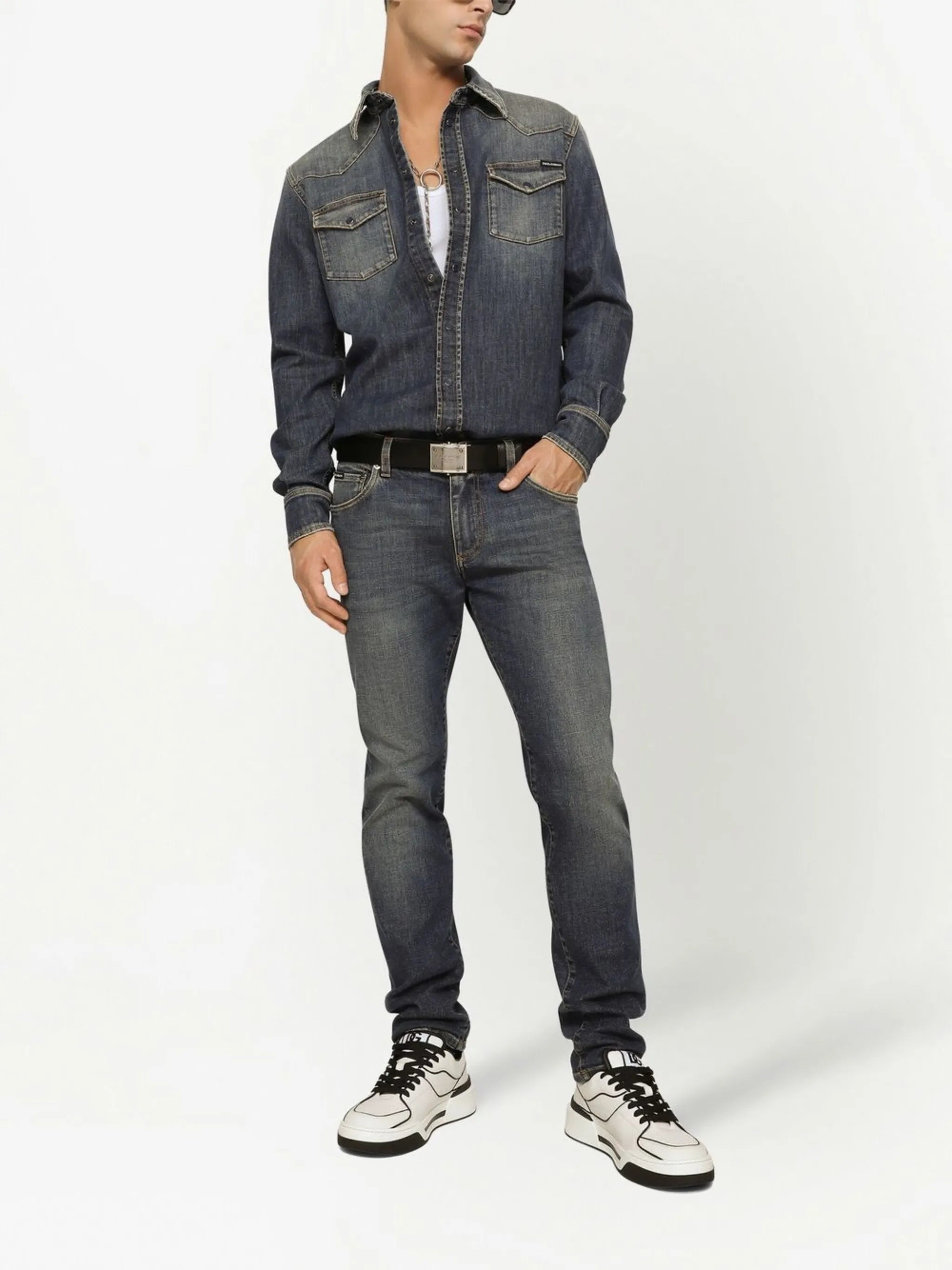 Slim-fit jeans with logo application