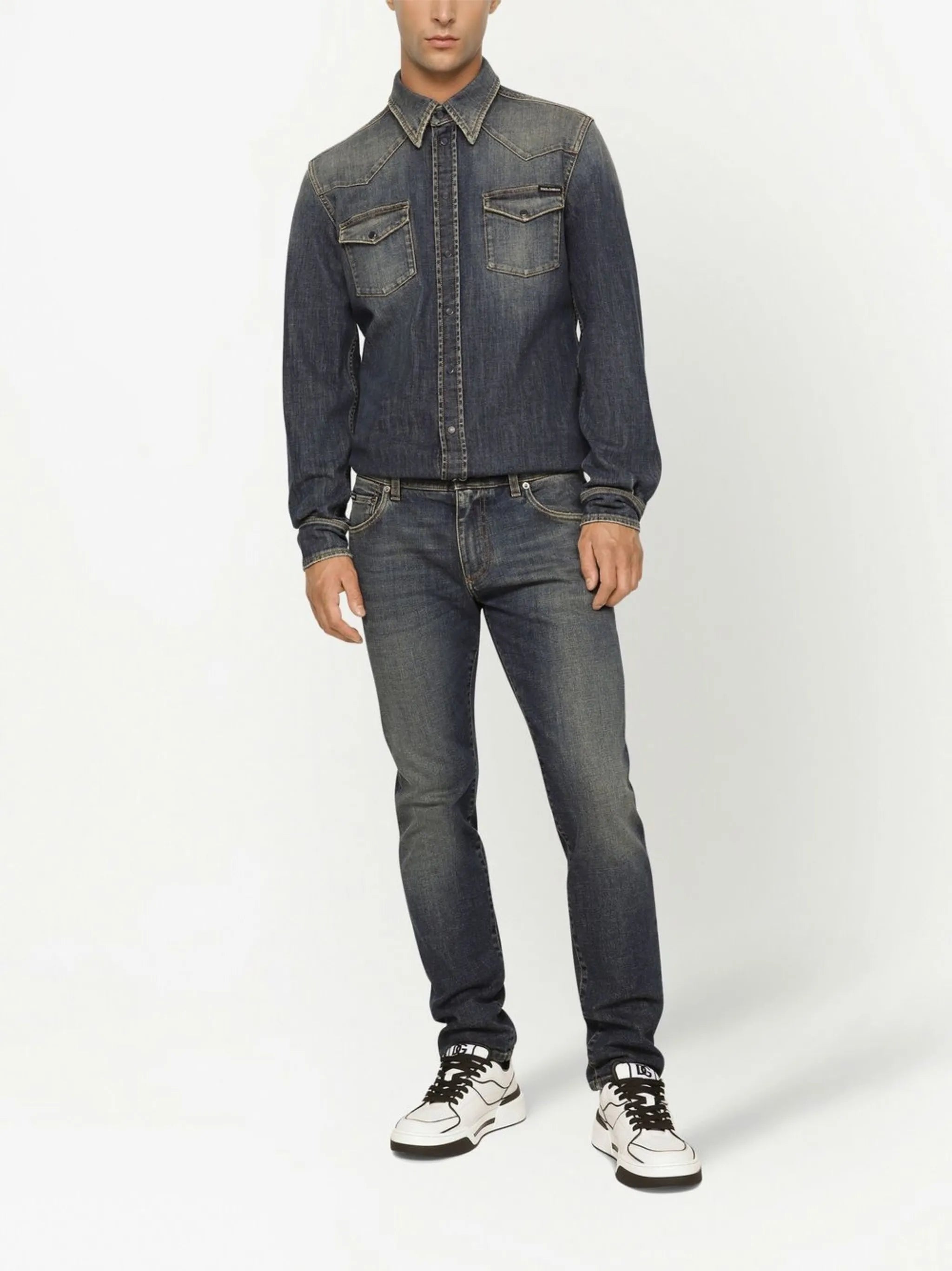 Slim-fit jeans with logo application