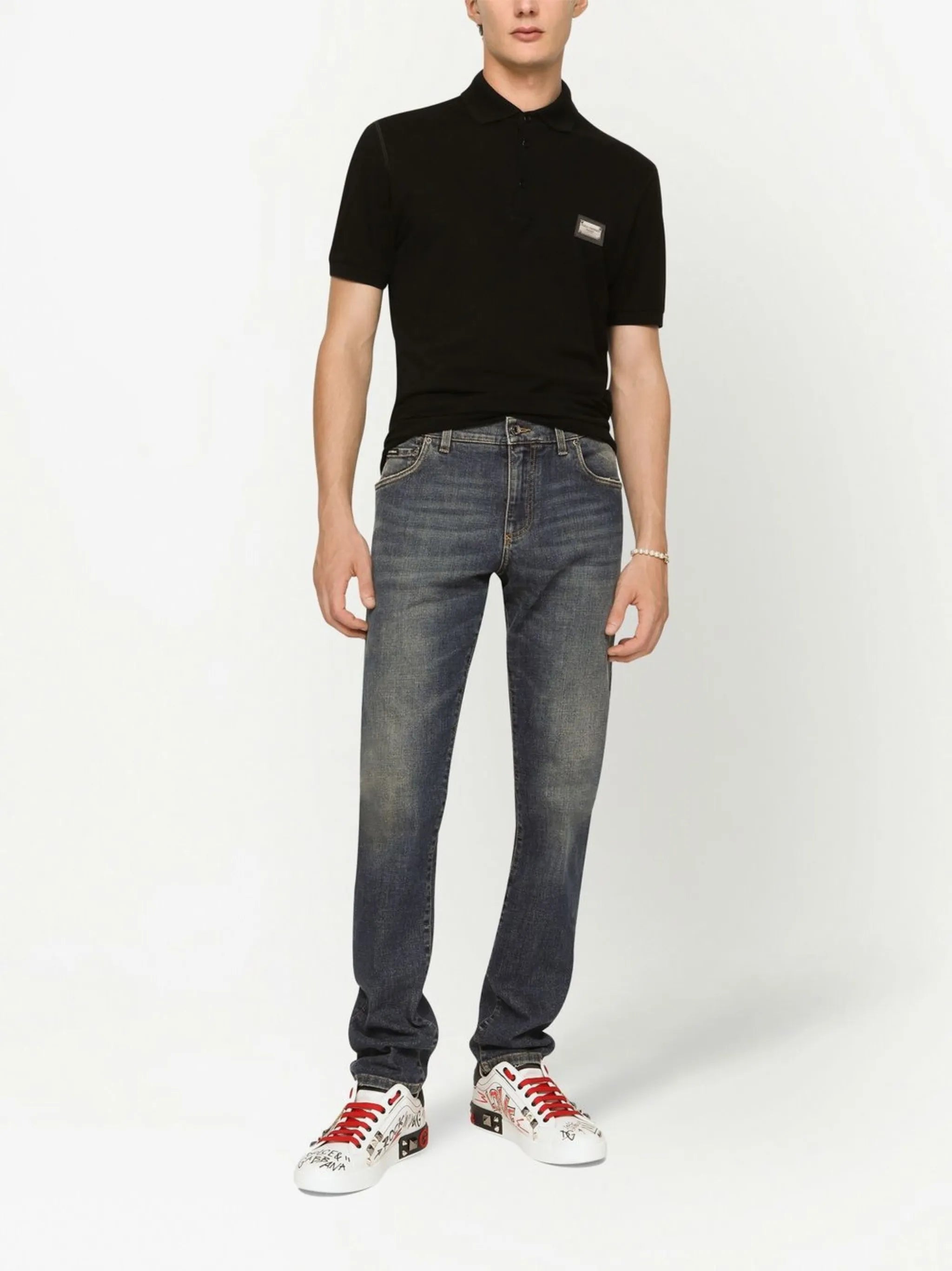 Skinny jeans with logo application