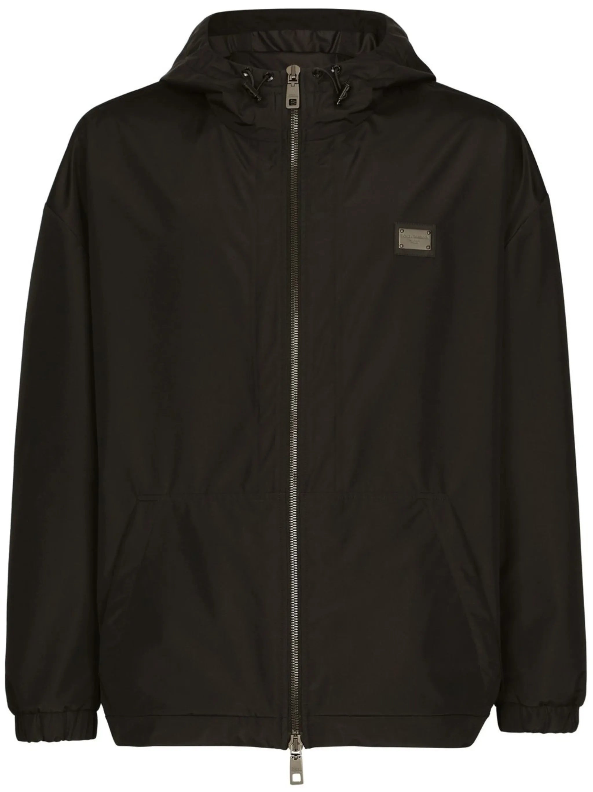 Hooded jacket with logo patch