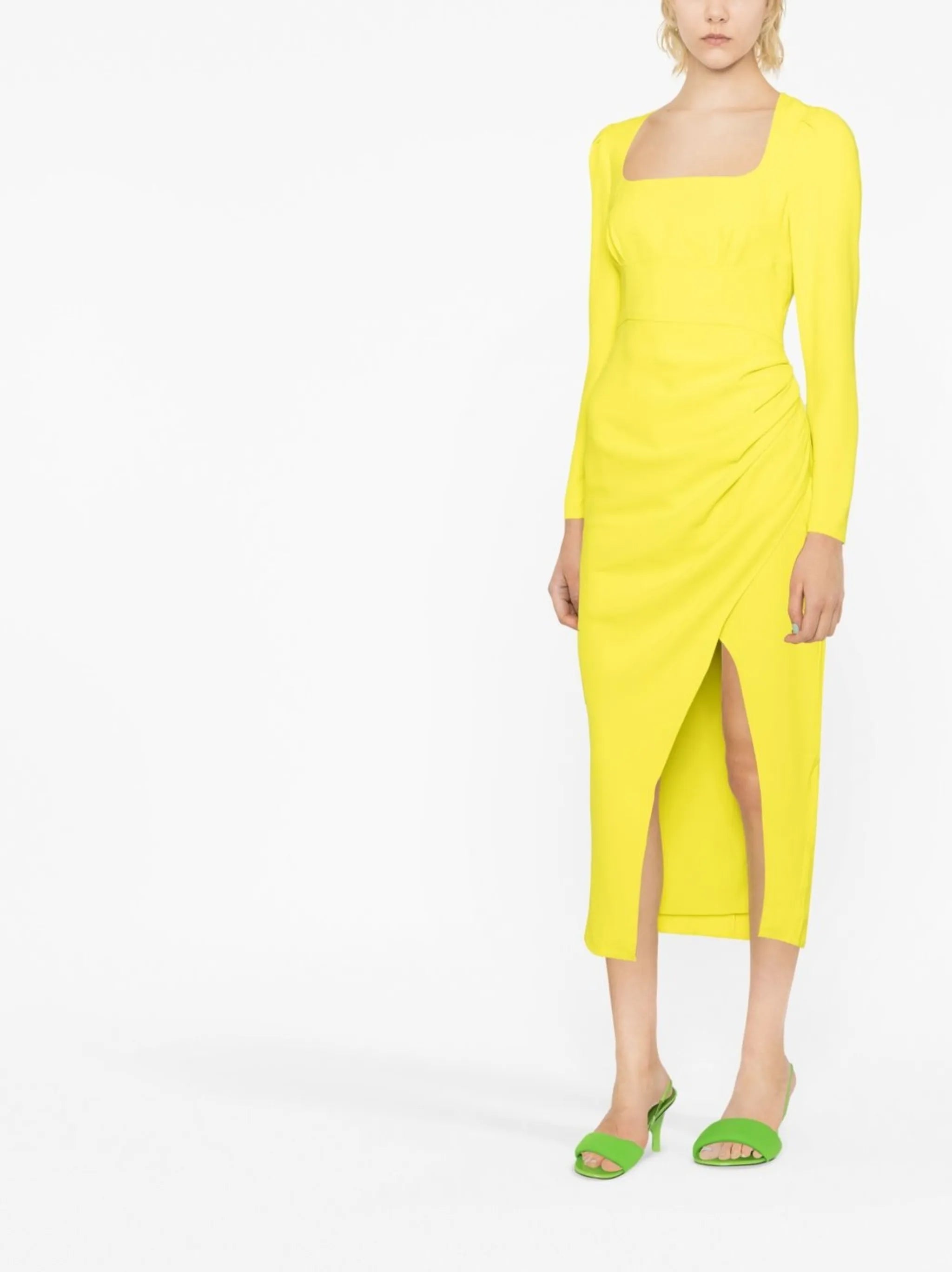 Midi dress with gathering