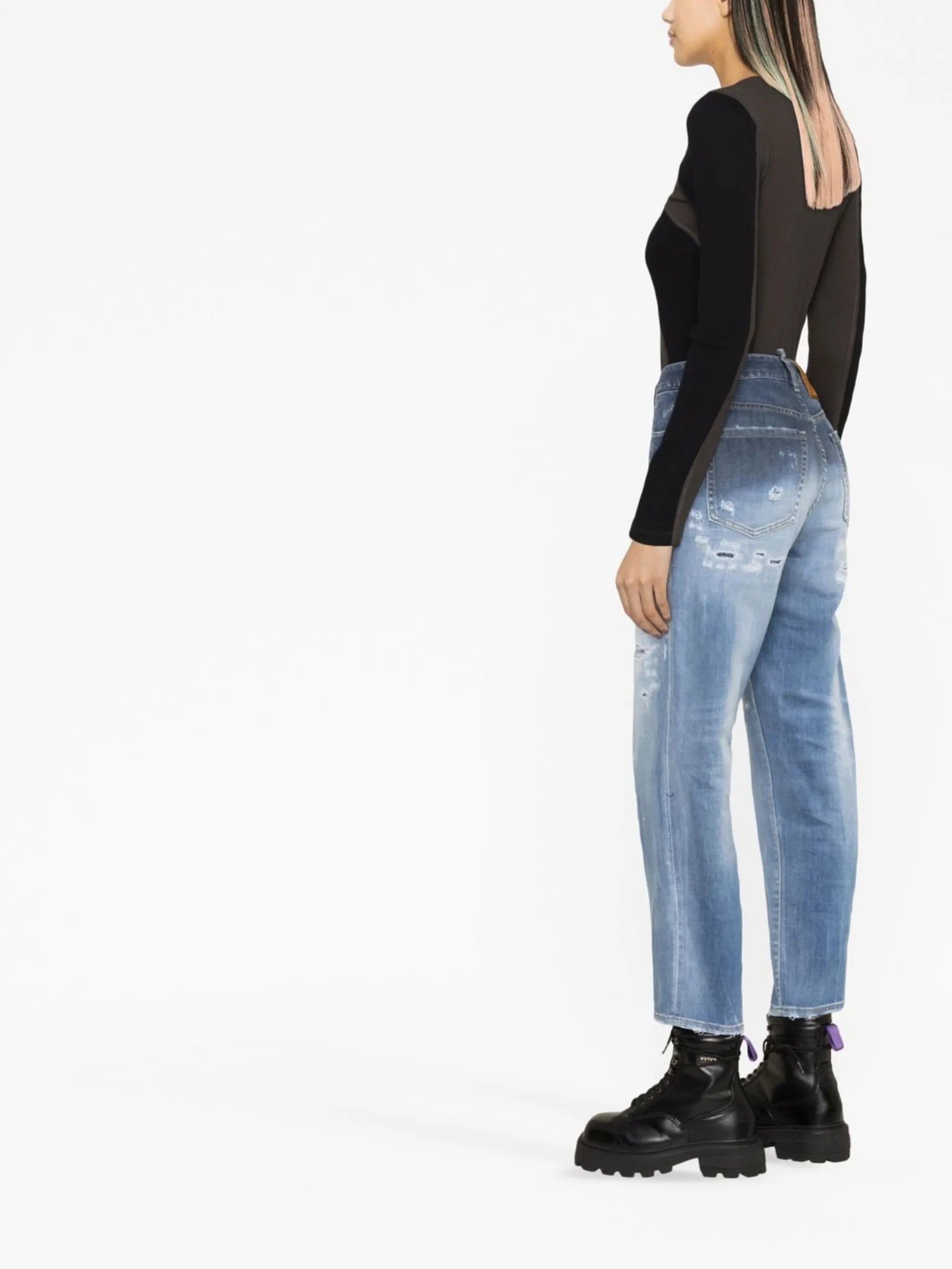Cropped-Jeans mit Logo