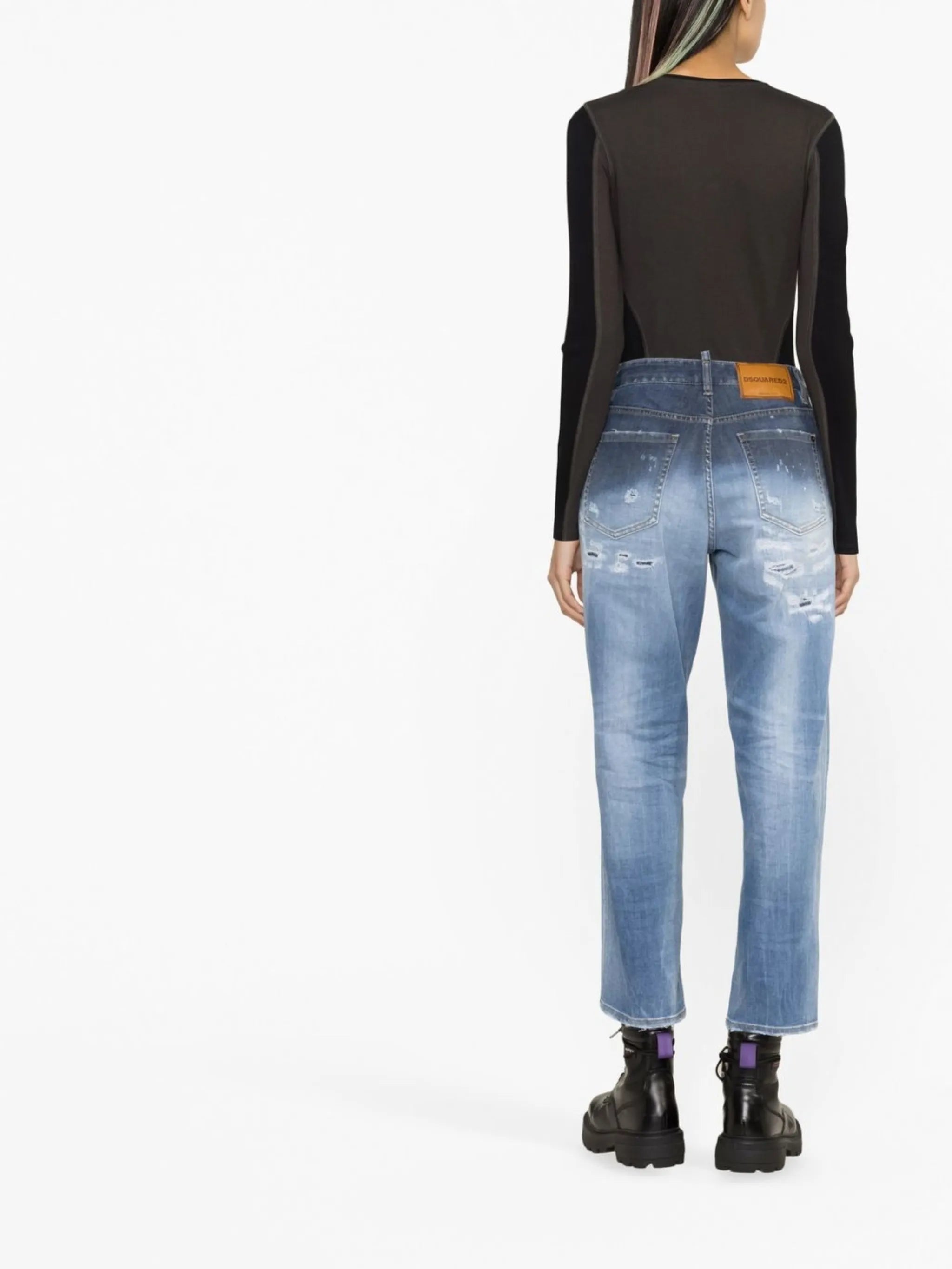 Cropped-Jeans mit Logo