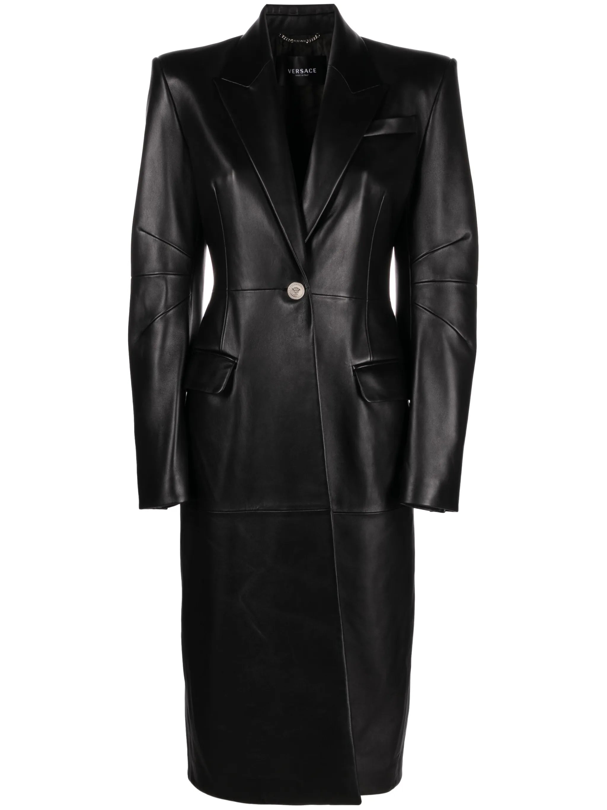 Leather trench coat