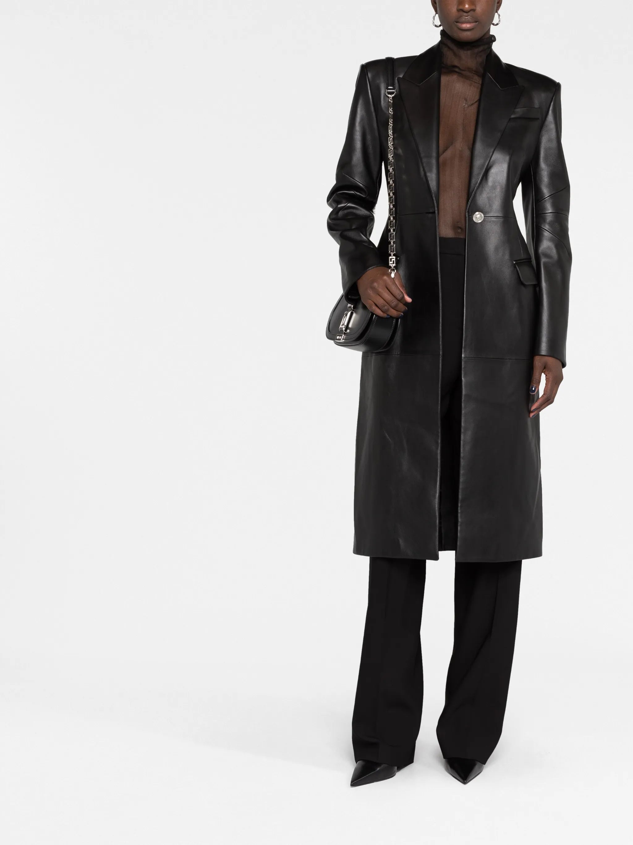 Leather trench coat