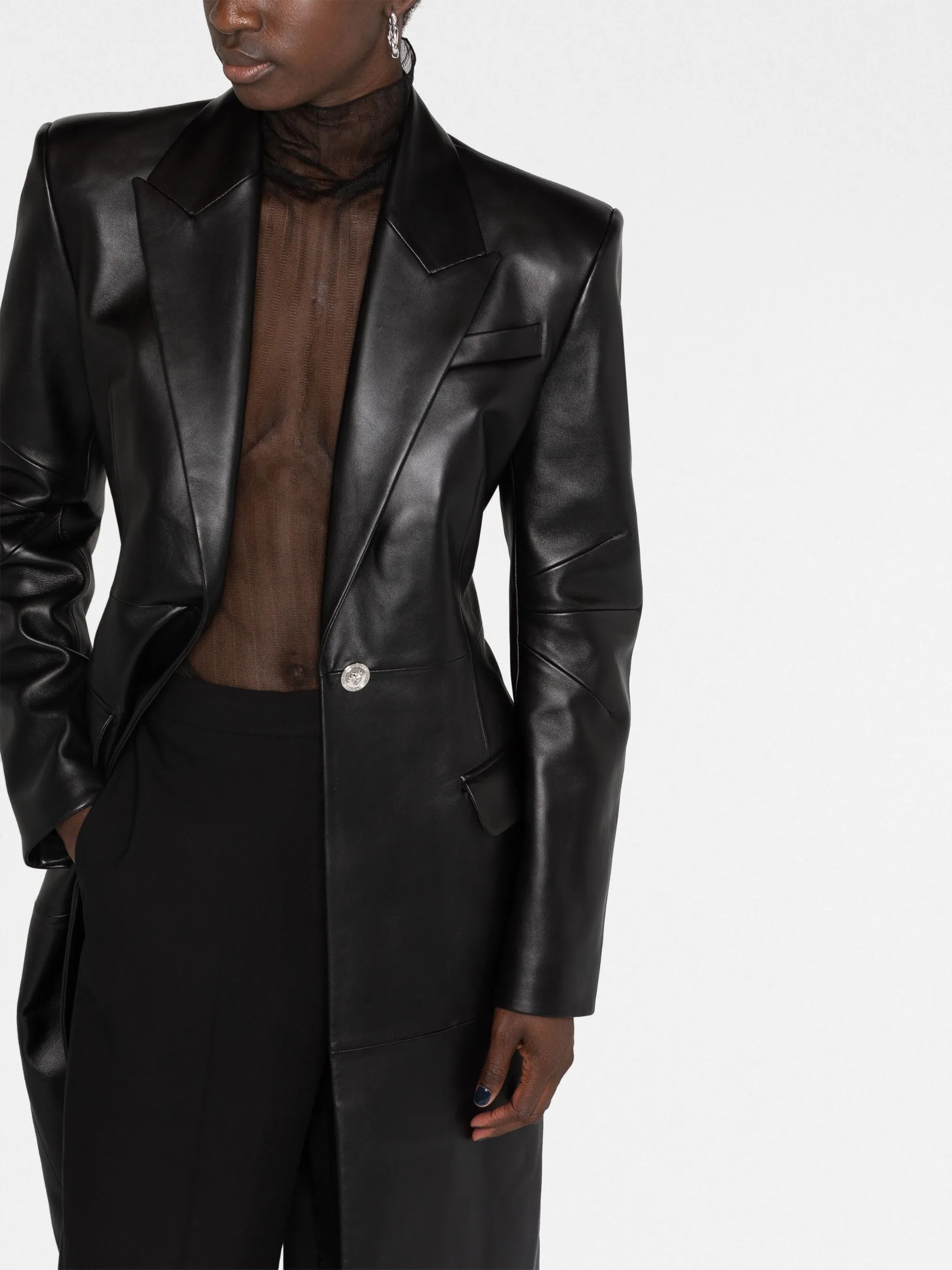 Leather trench coat