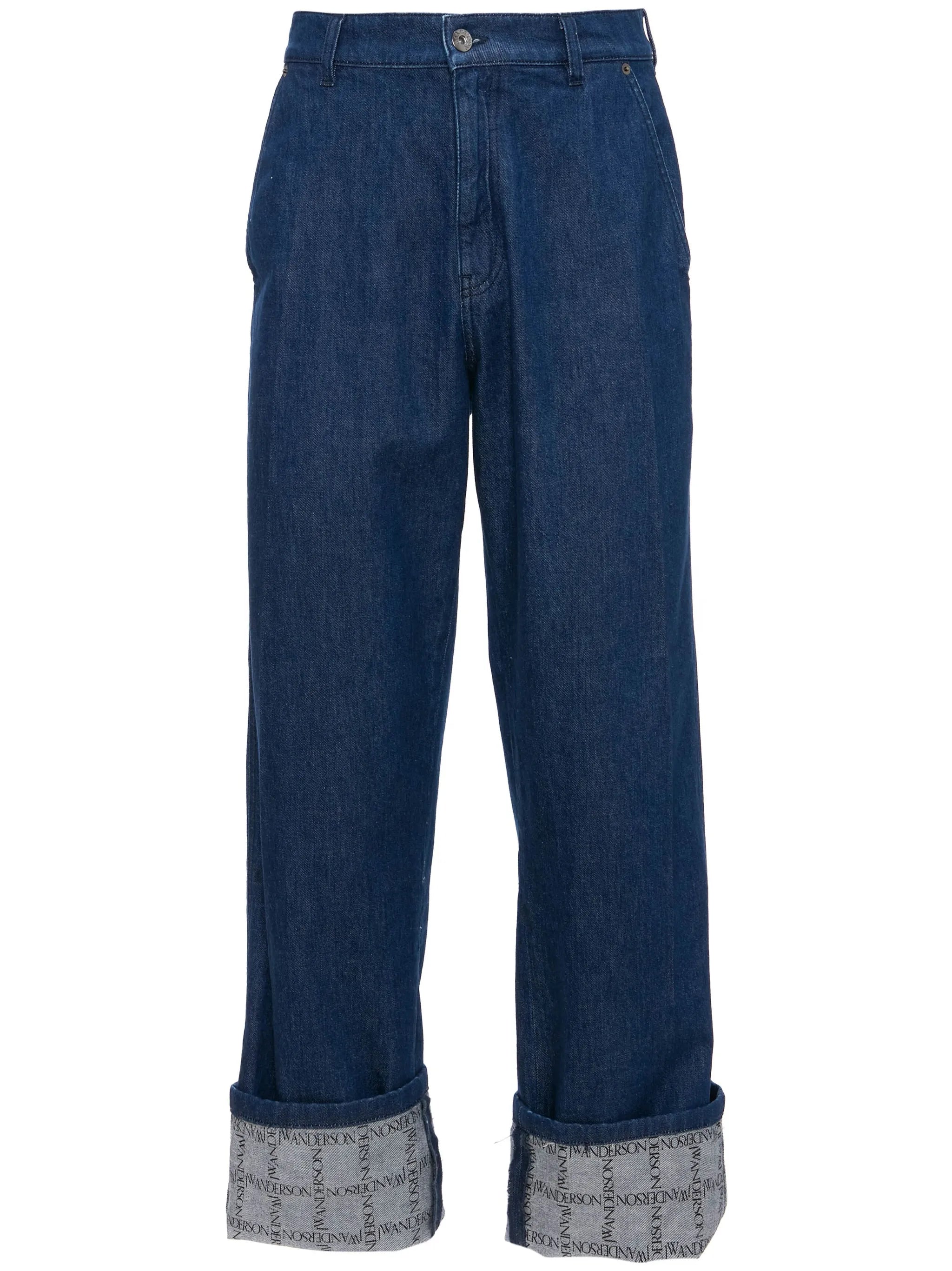 Weite Jeans mit Gitter-Print