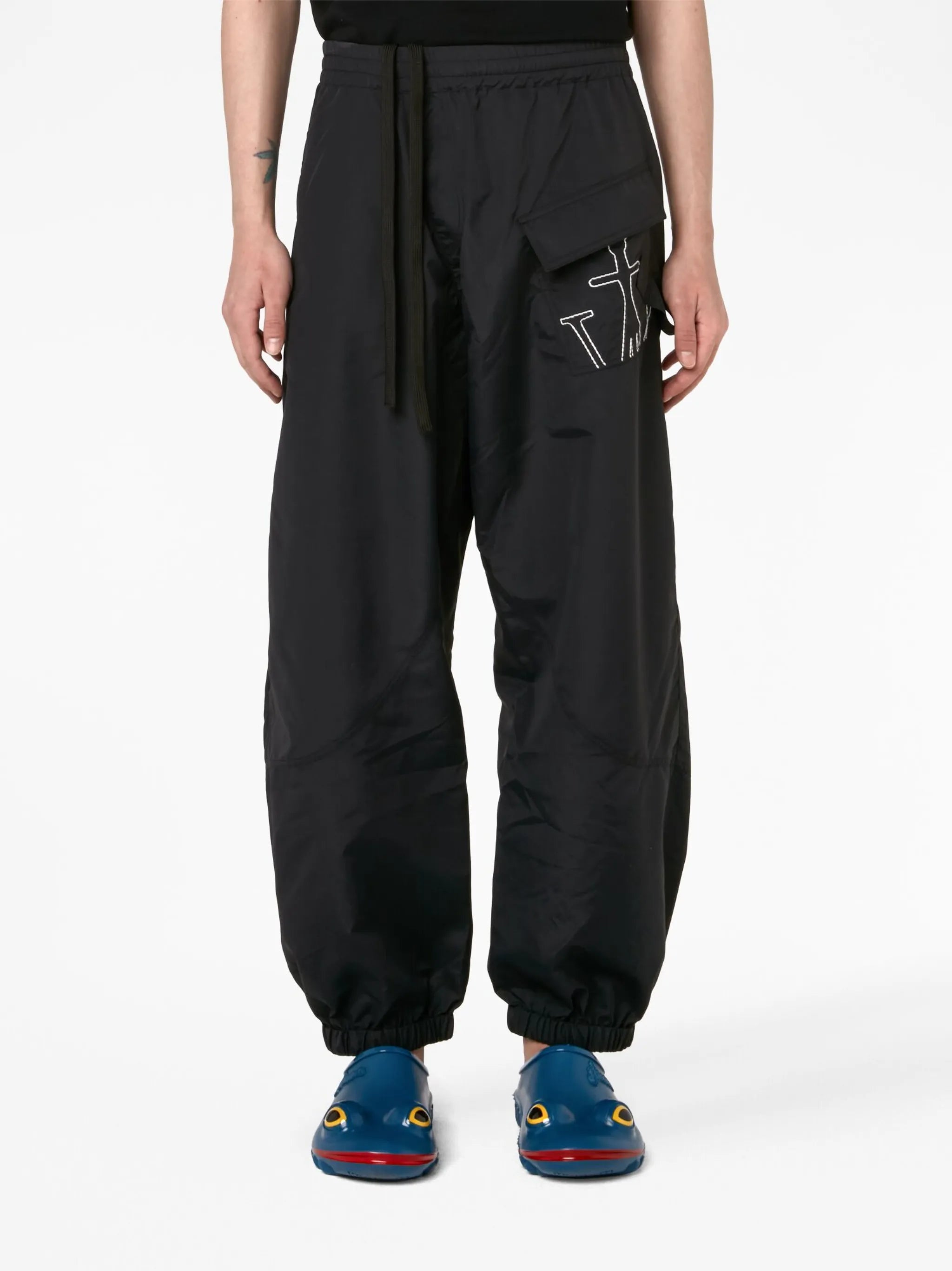 Jogging pants with anchor embroidery