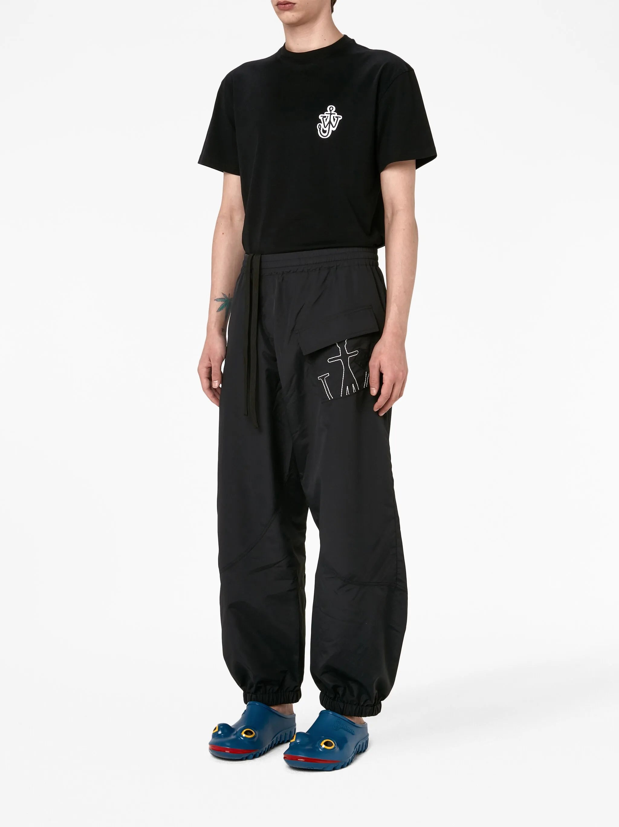 Jogging pants with anchor embroidery