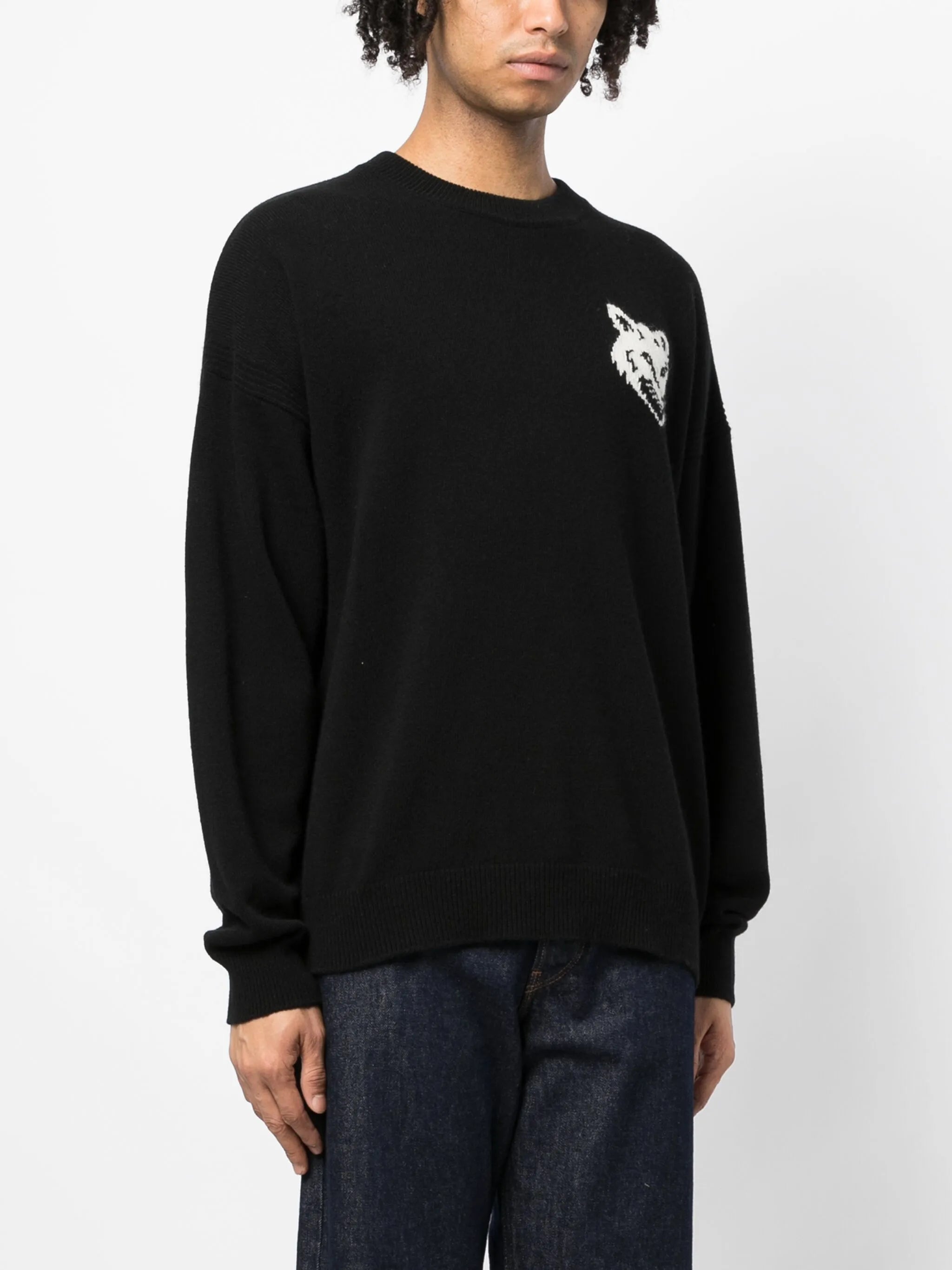 Intarsien-Pullover mit Fuchs