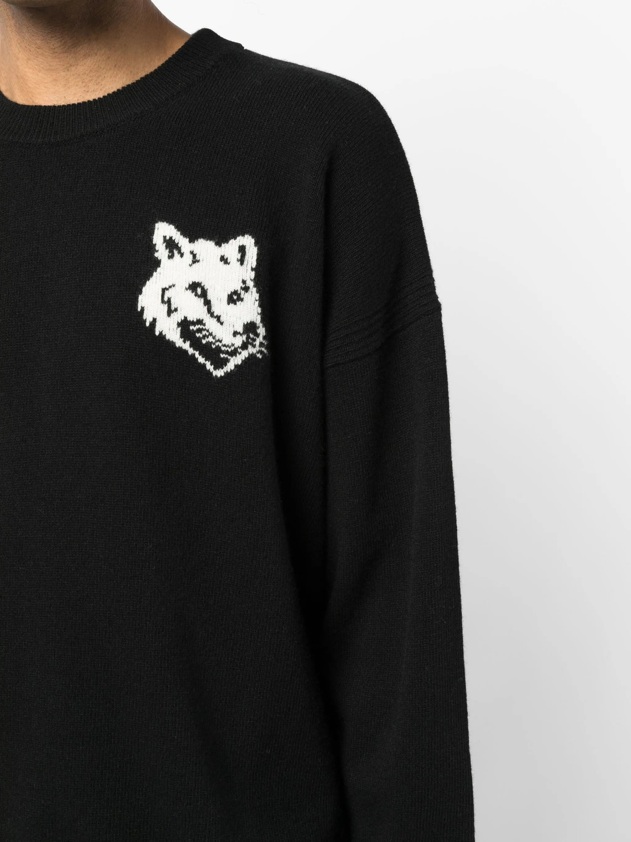 Intarsien-Pullover mit Fuchs
