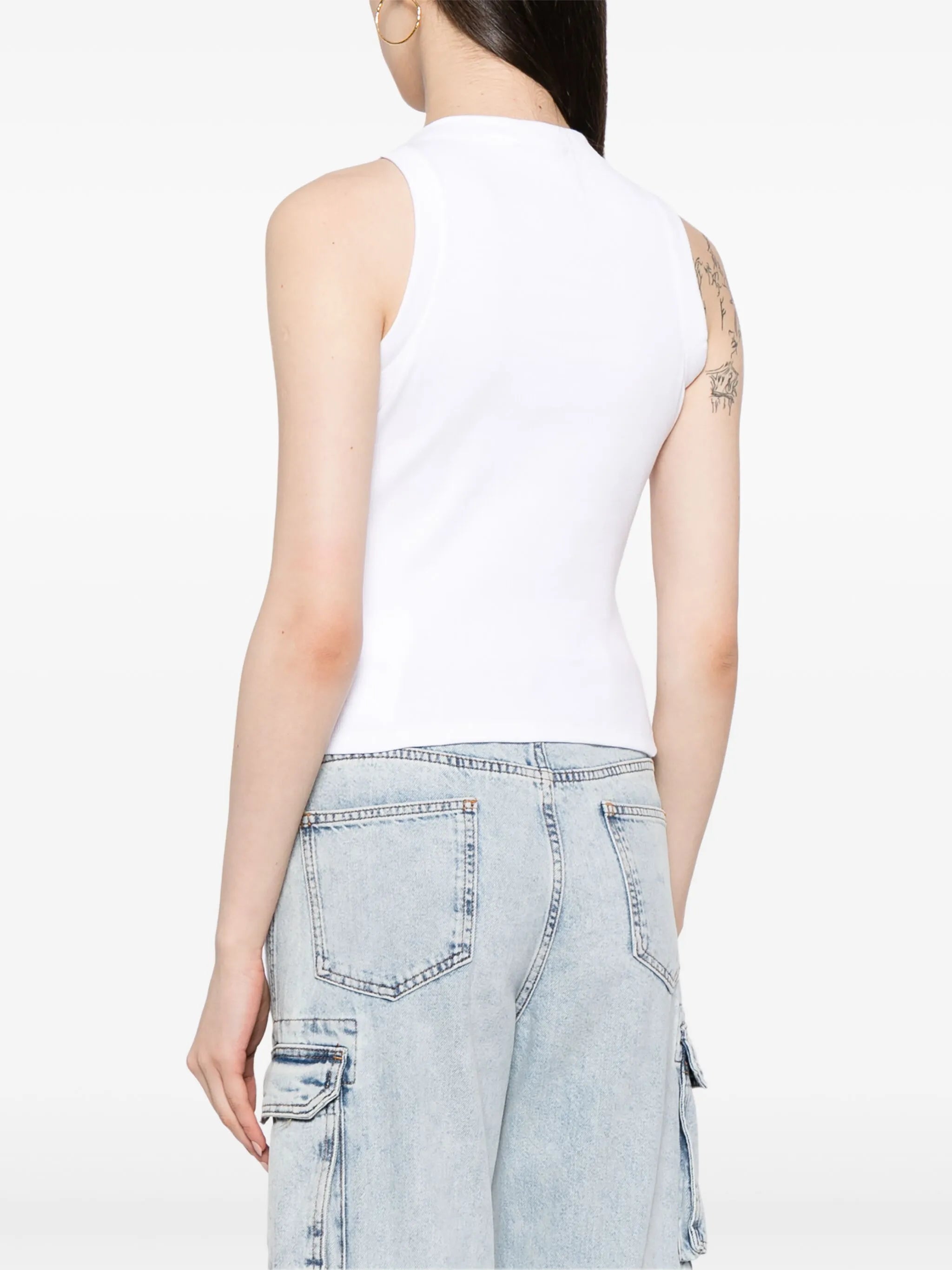 Ribbed tank top with logo embroidery