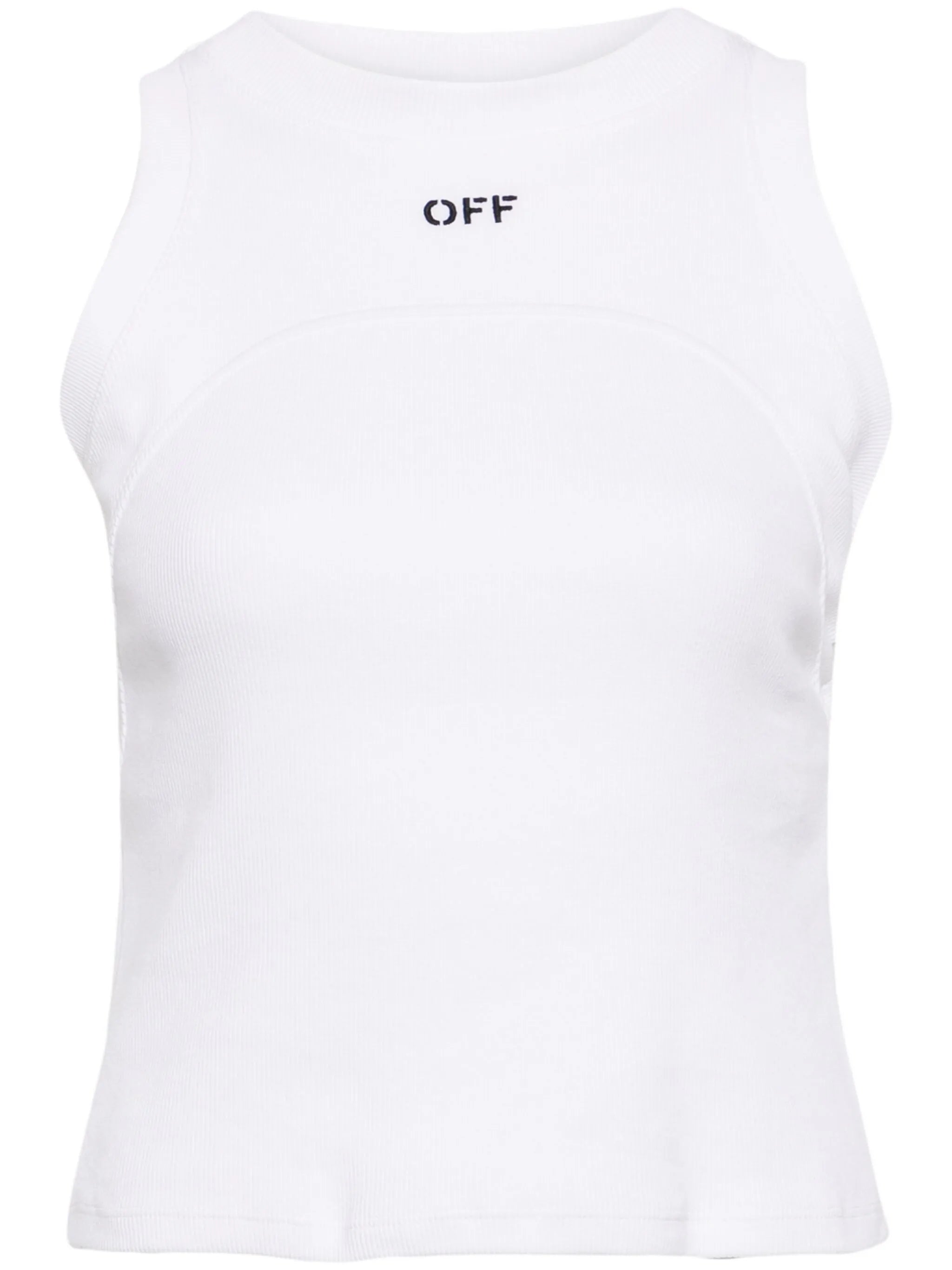 Ribbed tank top with logo embroidery