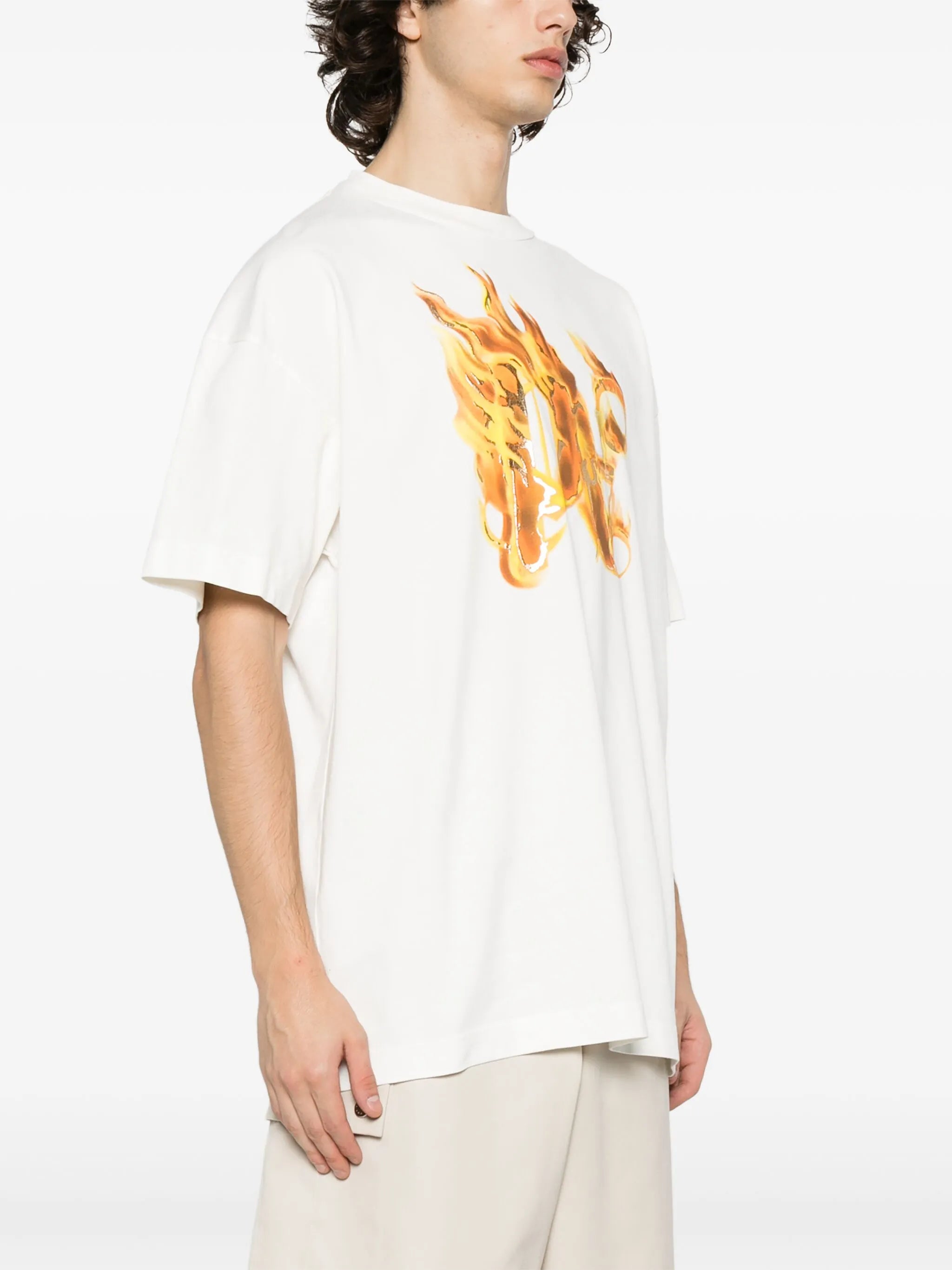 Burning T-Shirt mit Monogramm-Print