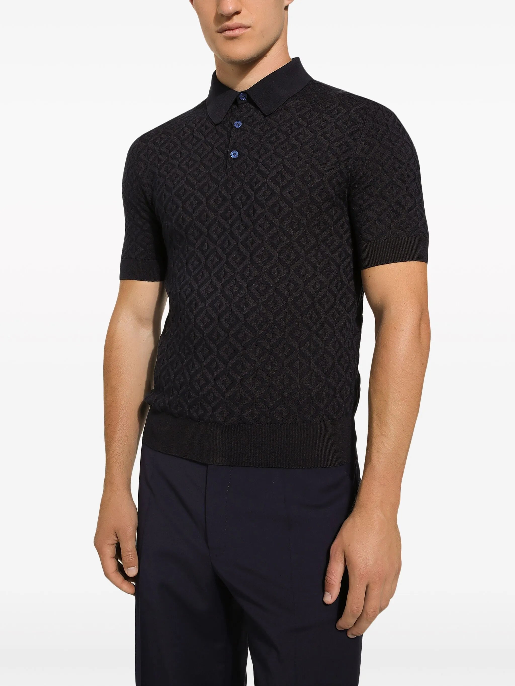 Strick-Poloshirt mit geometrischem Muster