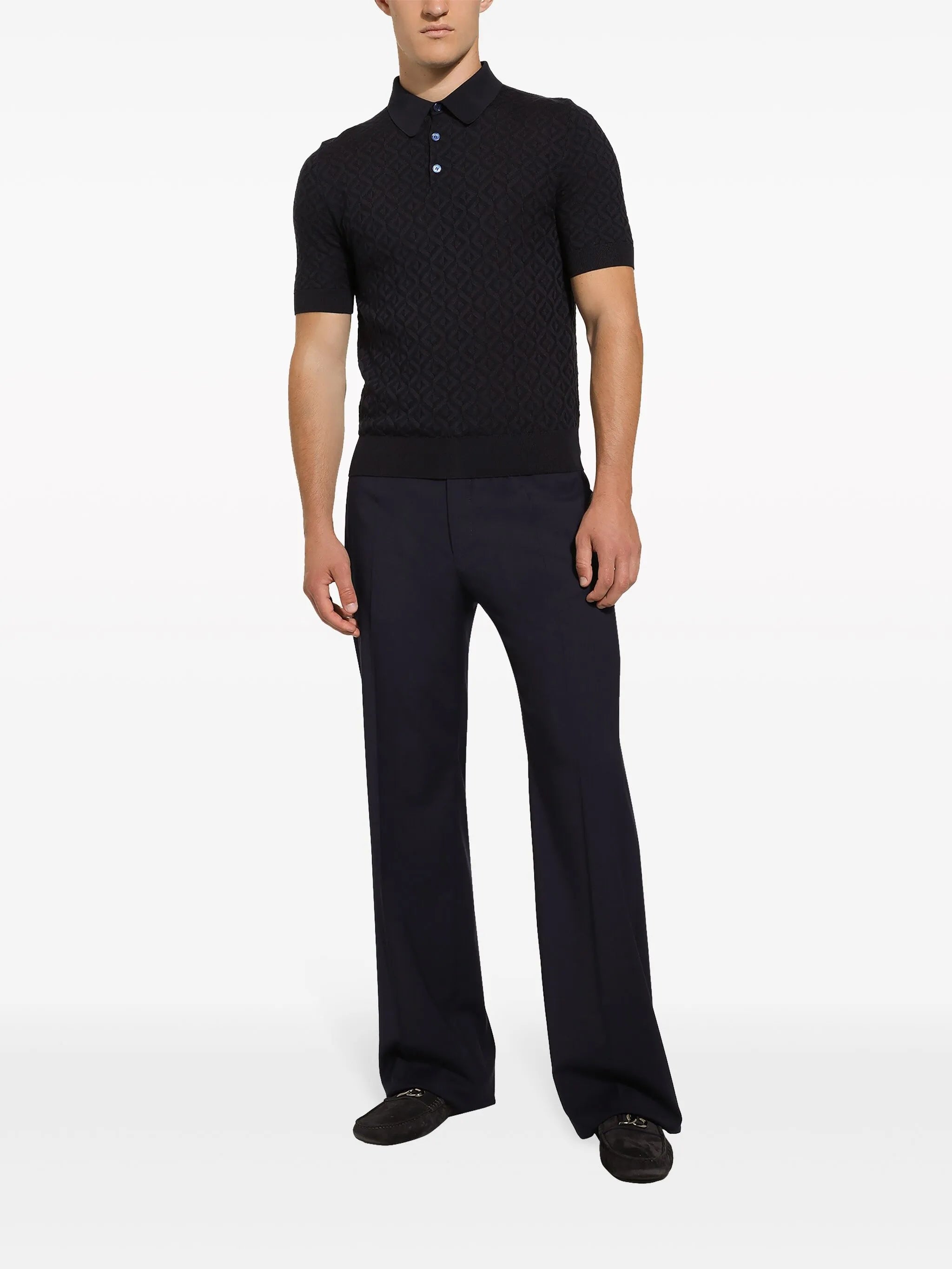 Strick-Poloshirt mit geometrischem Muster