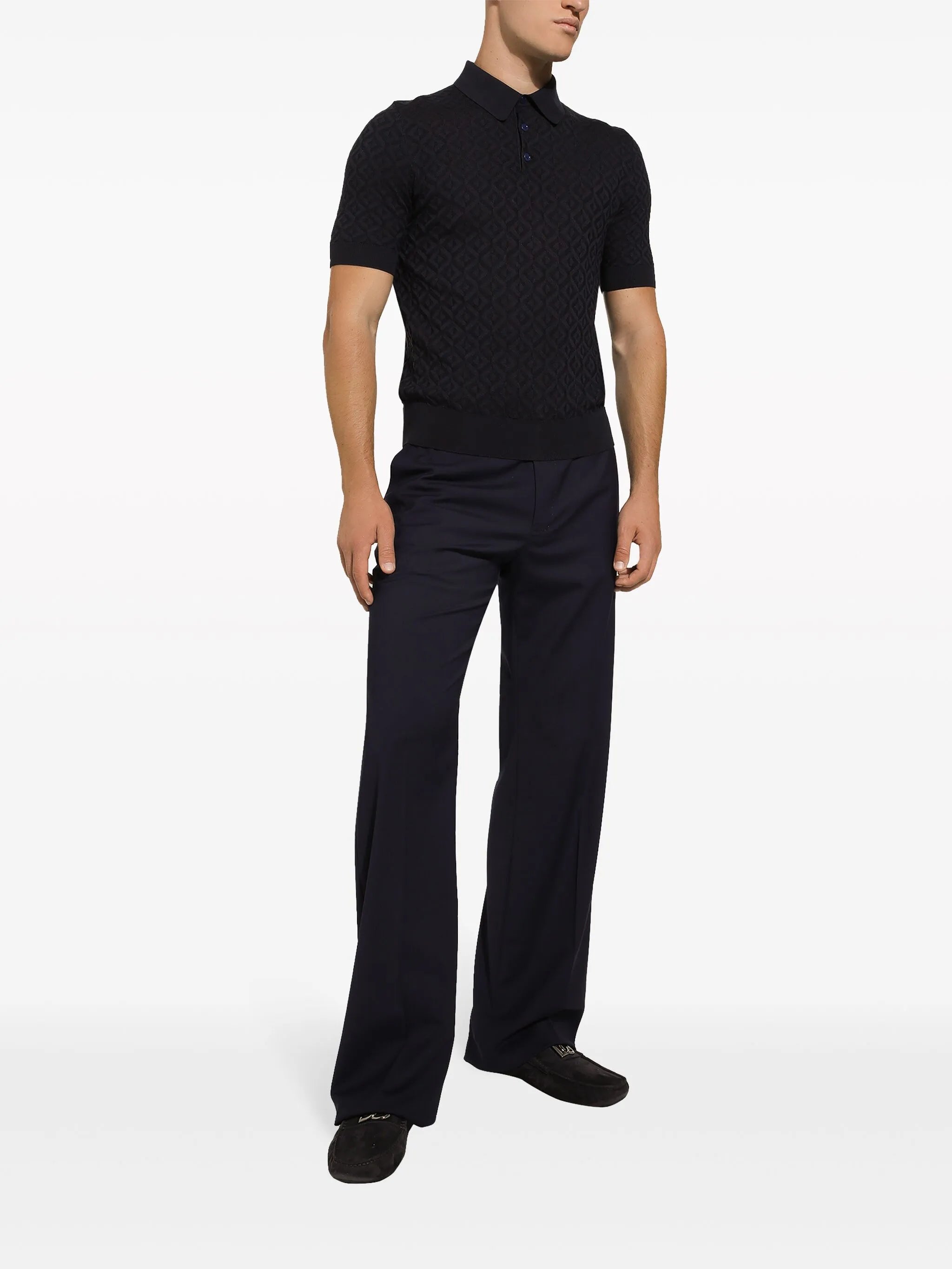 Strick-Poloshirt mit geometrischem Muster