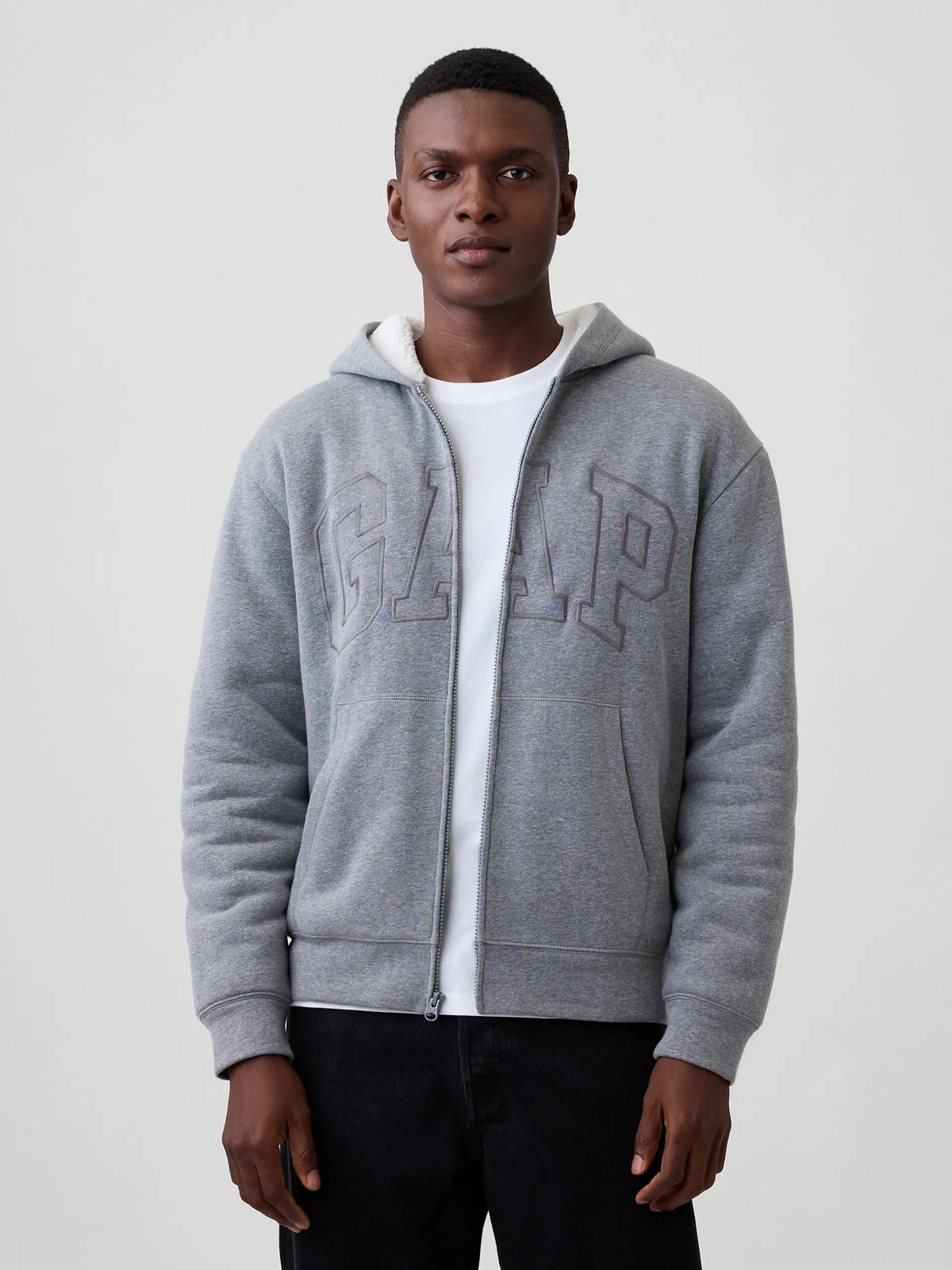 gefütterte Herren Kapuzenjacke mit Logo