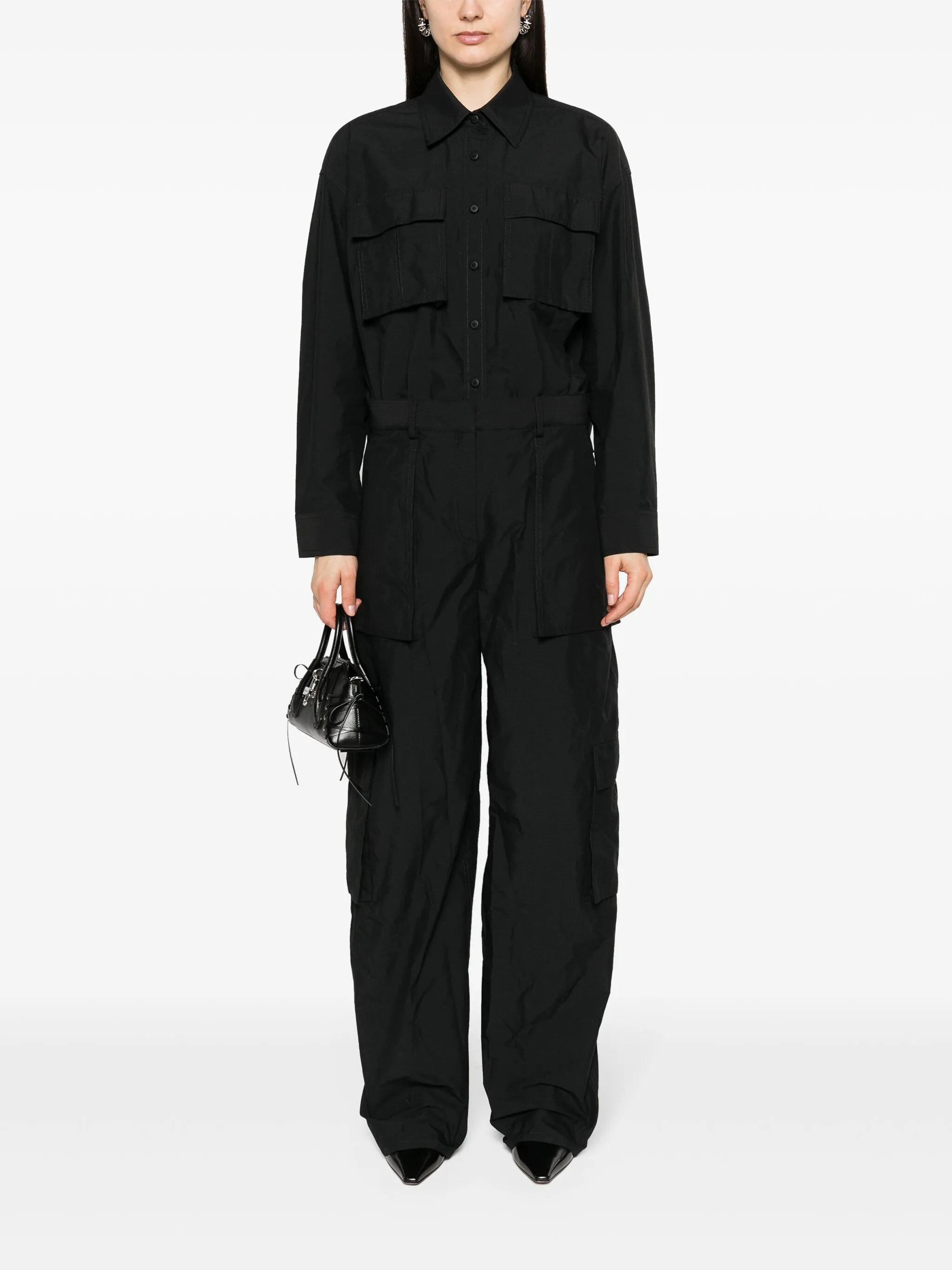 Geknöpfter Cargo-Jumpsuit aus Ripstop