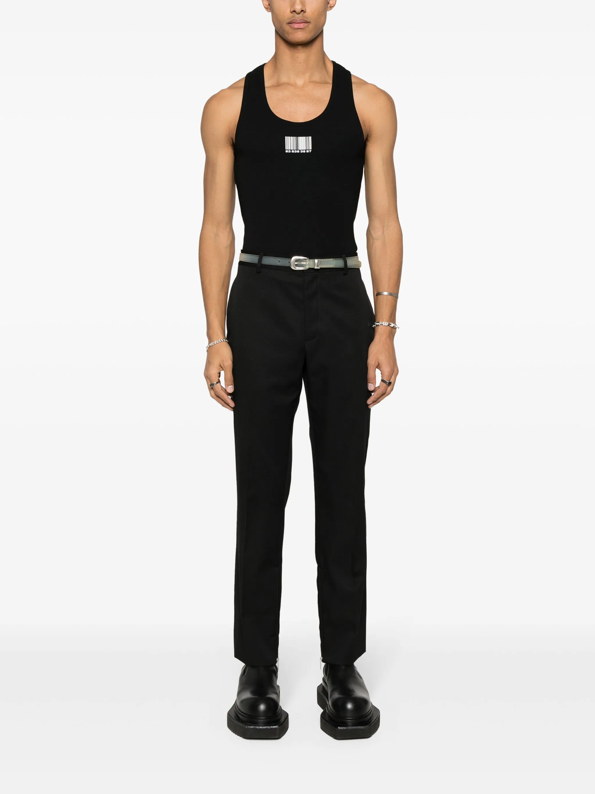 Slim-fit pants with logo embroidery