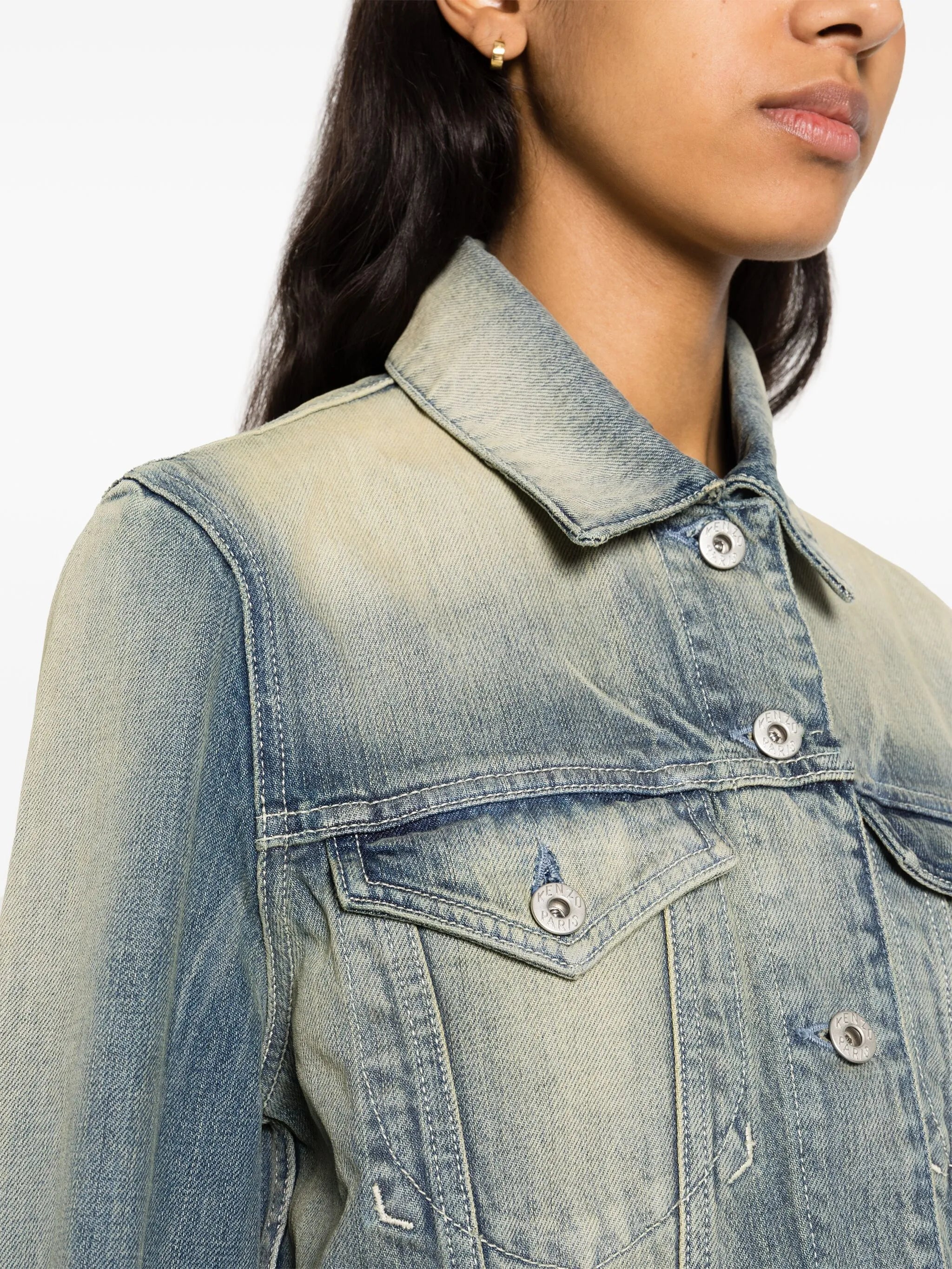 Jeansjacke mit Logo-Stickerei