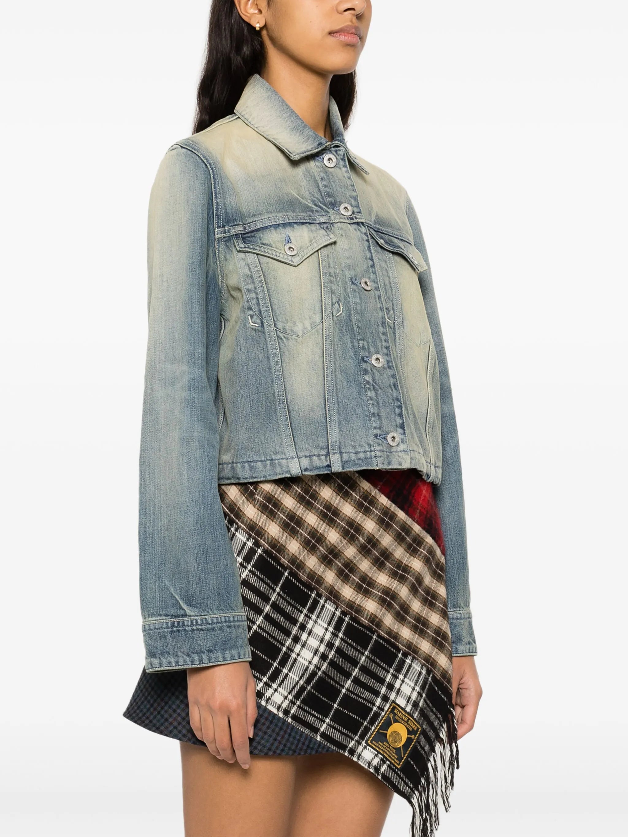 Jeansjacke mit Logo-Stickerei