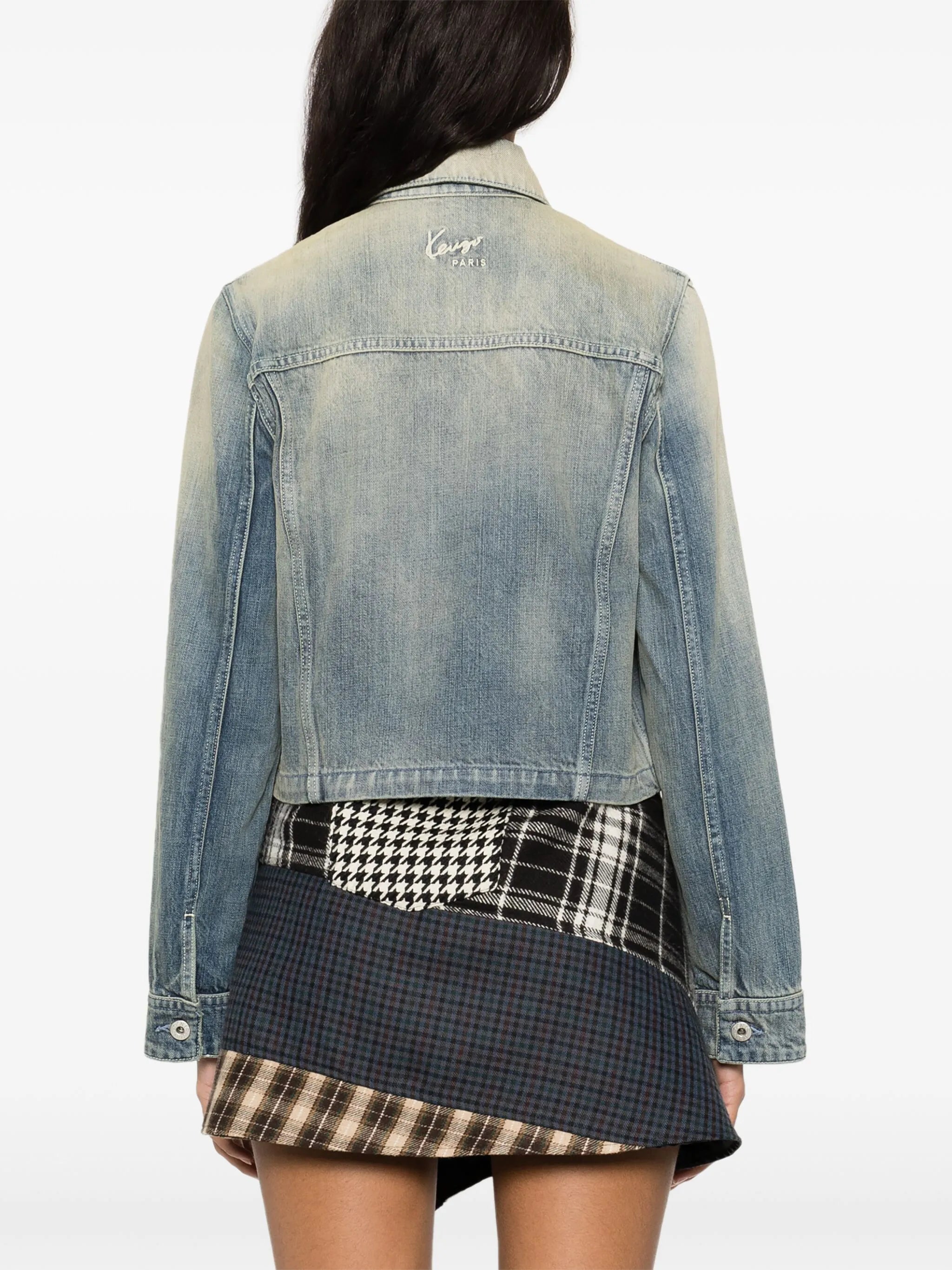 Jeansjacke mit Logo-Stickerei