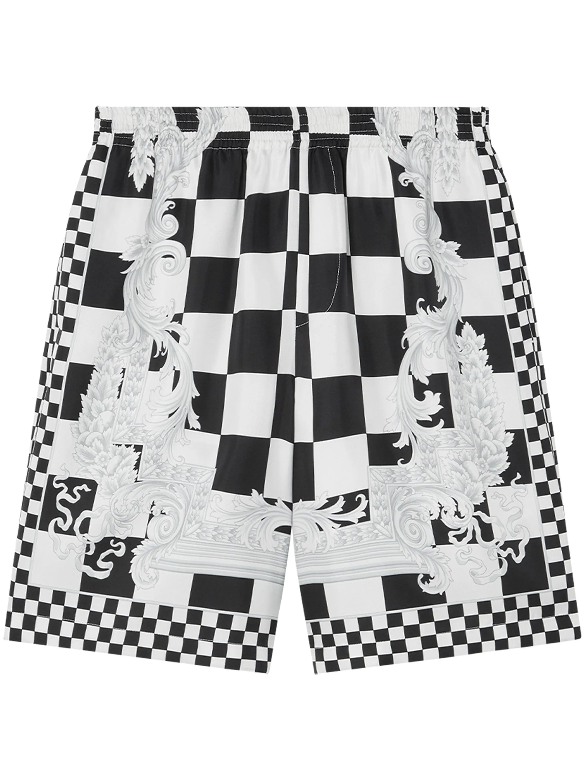 Checked shorts with Barocco print