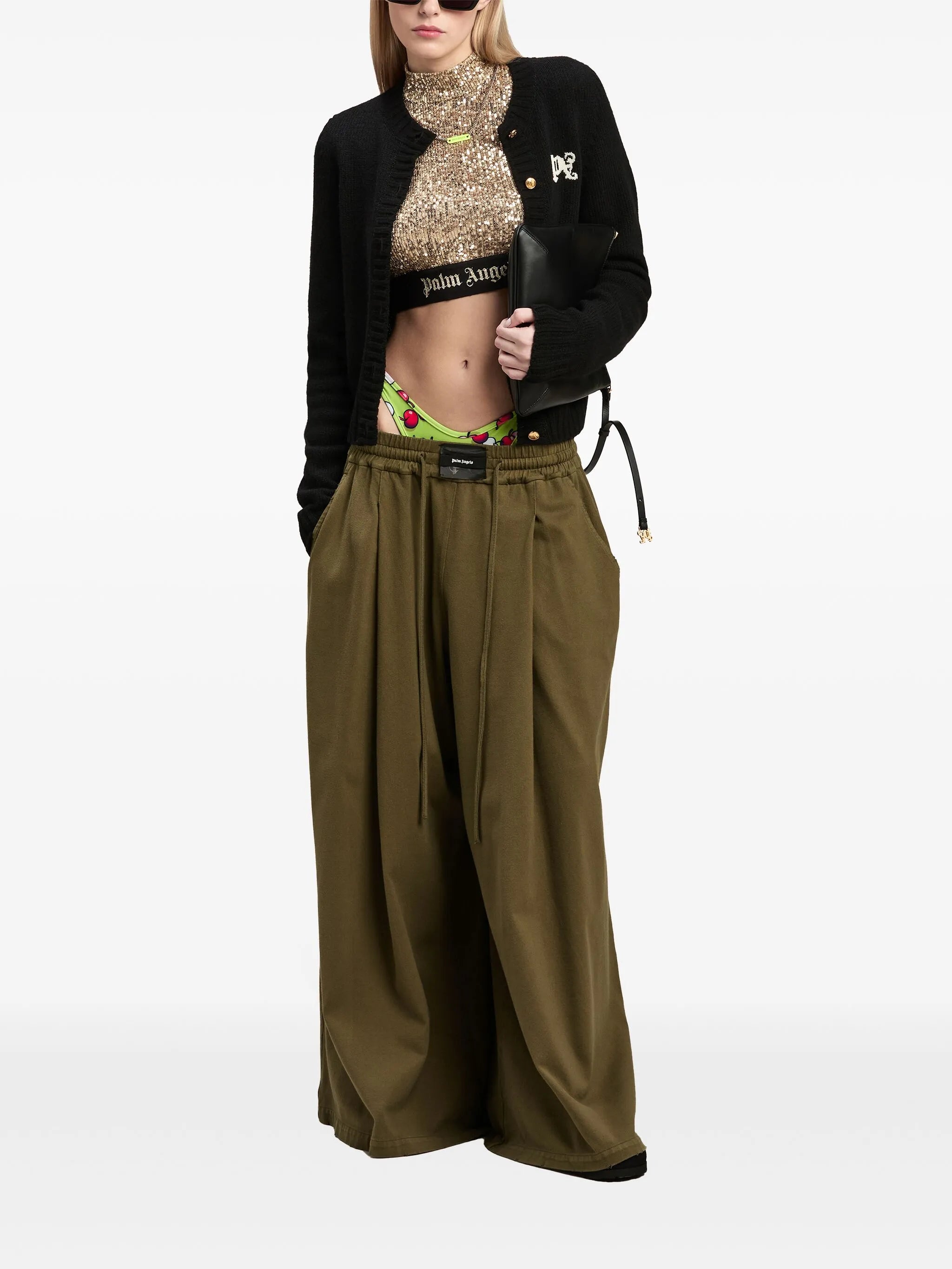 Cardigan with monogram intarsia