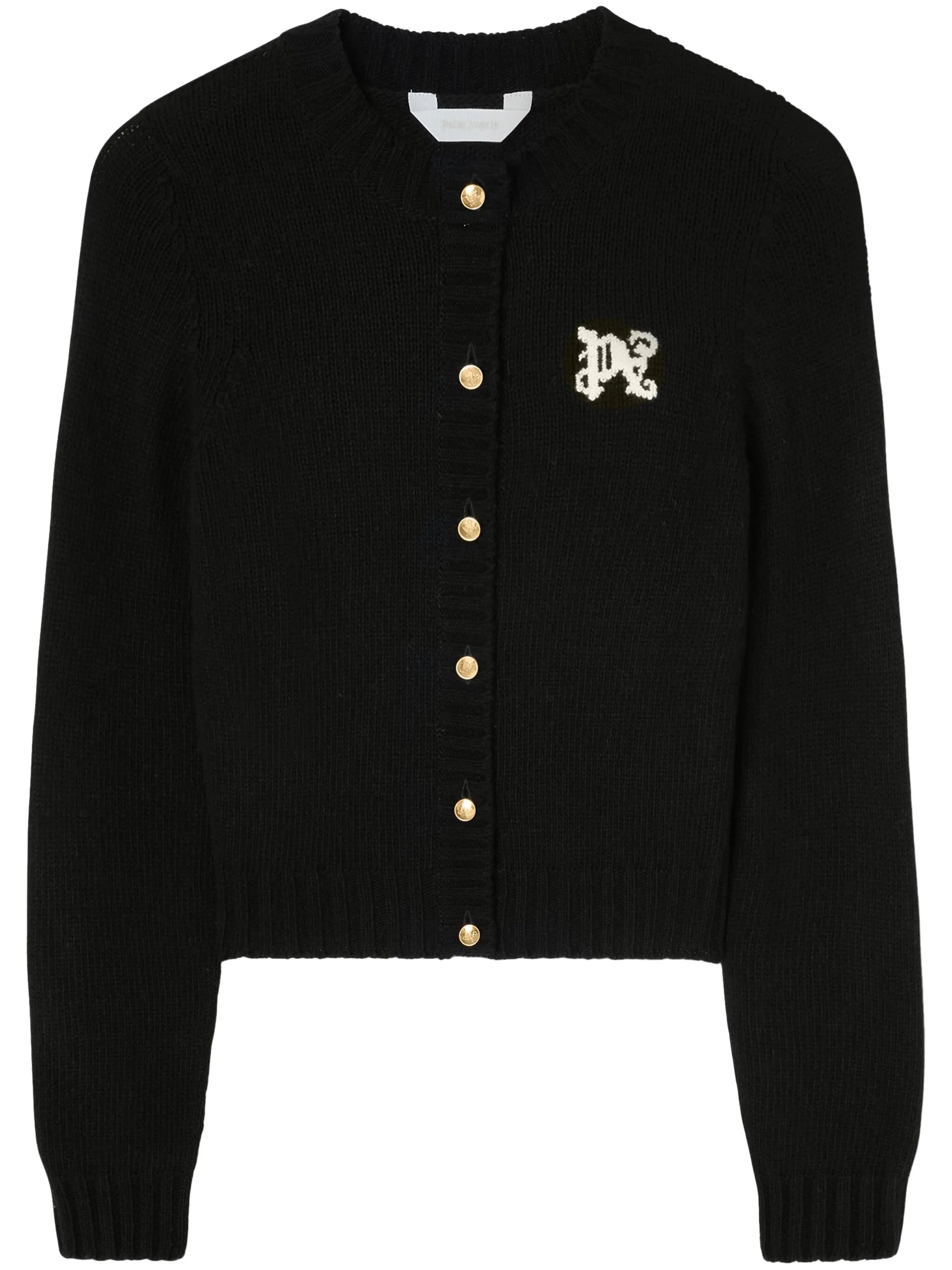 Cardigan with monogram intarsia