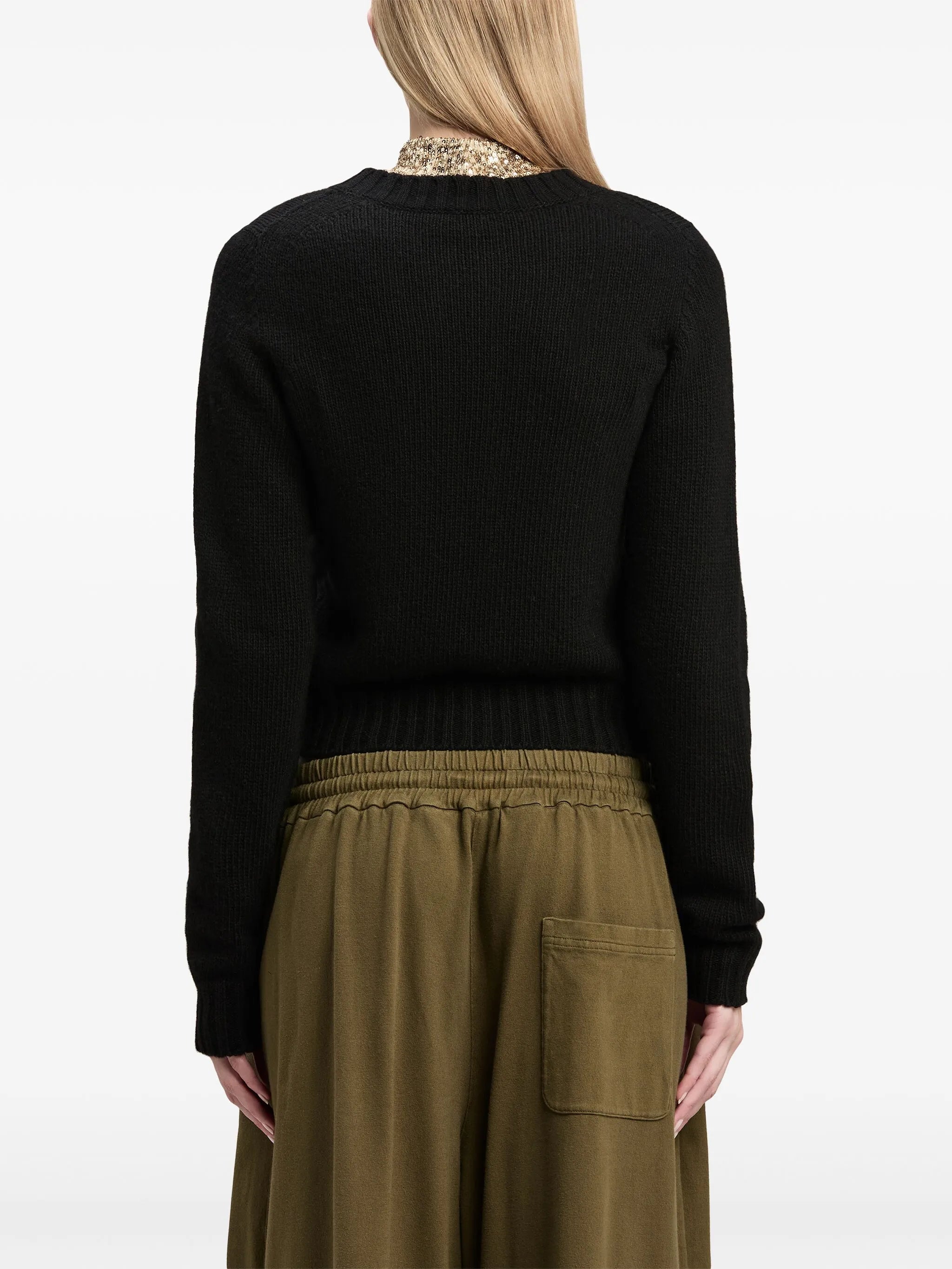 Cardigan with monogram intarsia