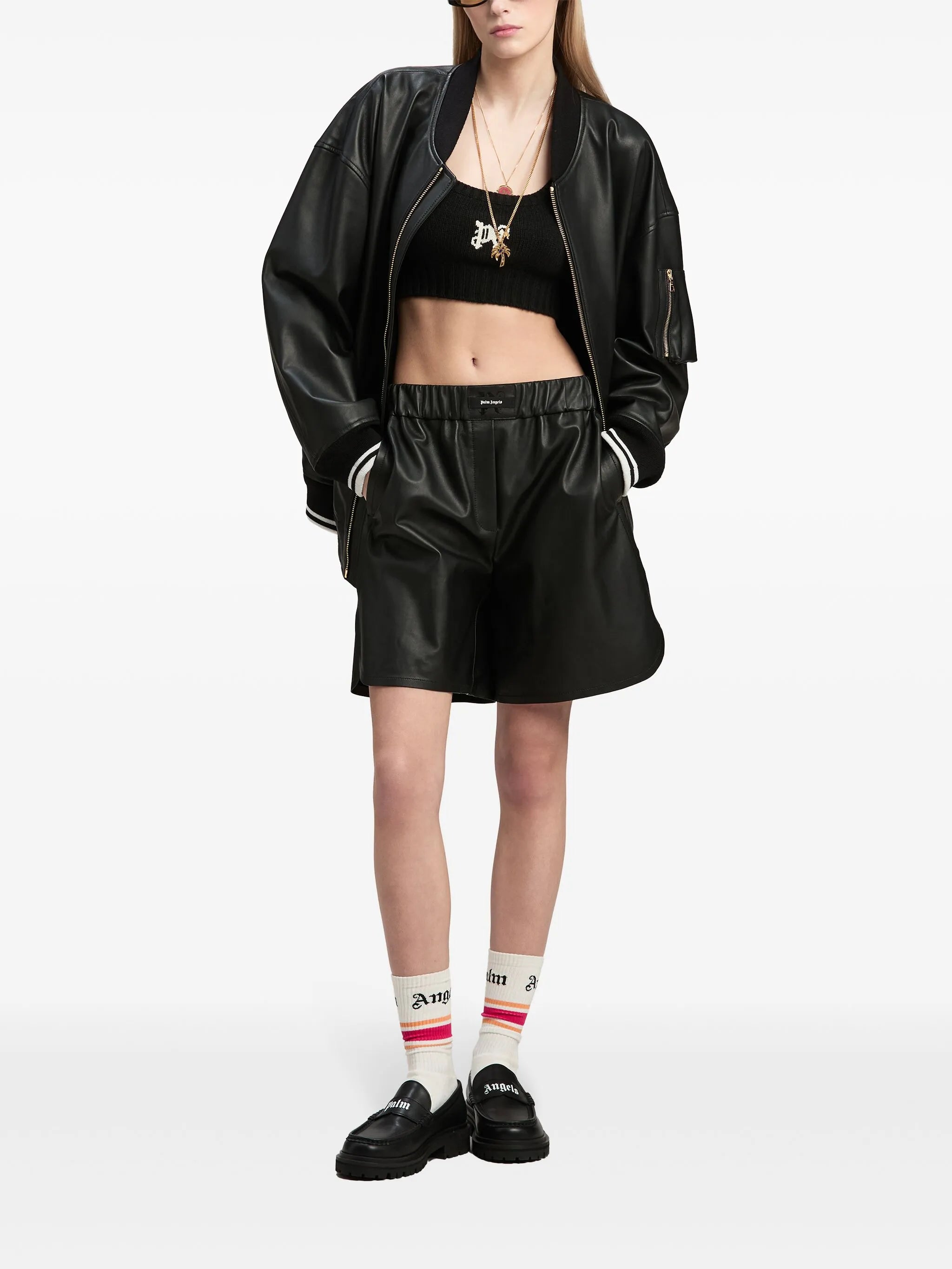 Cropped top with intarsia logo