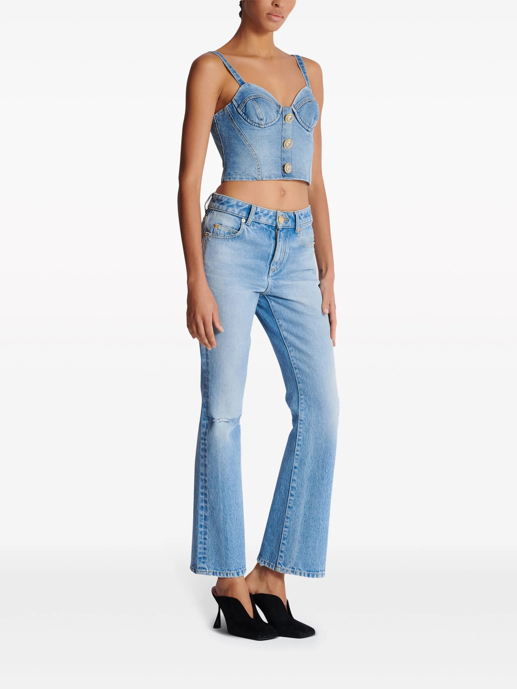 Cropped-Jeansoberteil mit Knöpfen