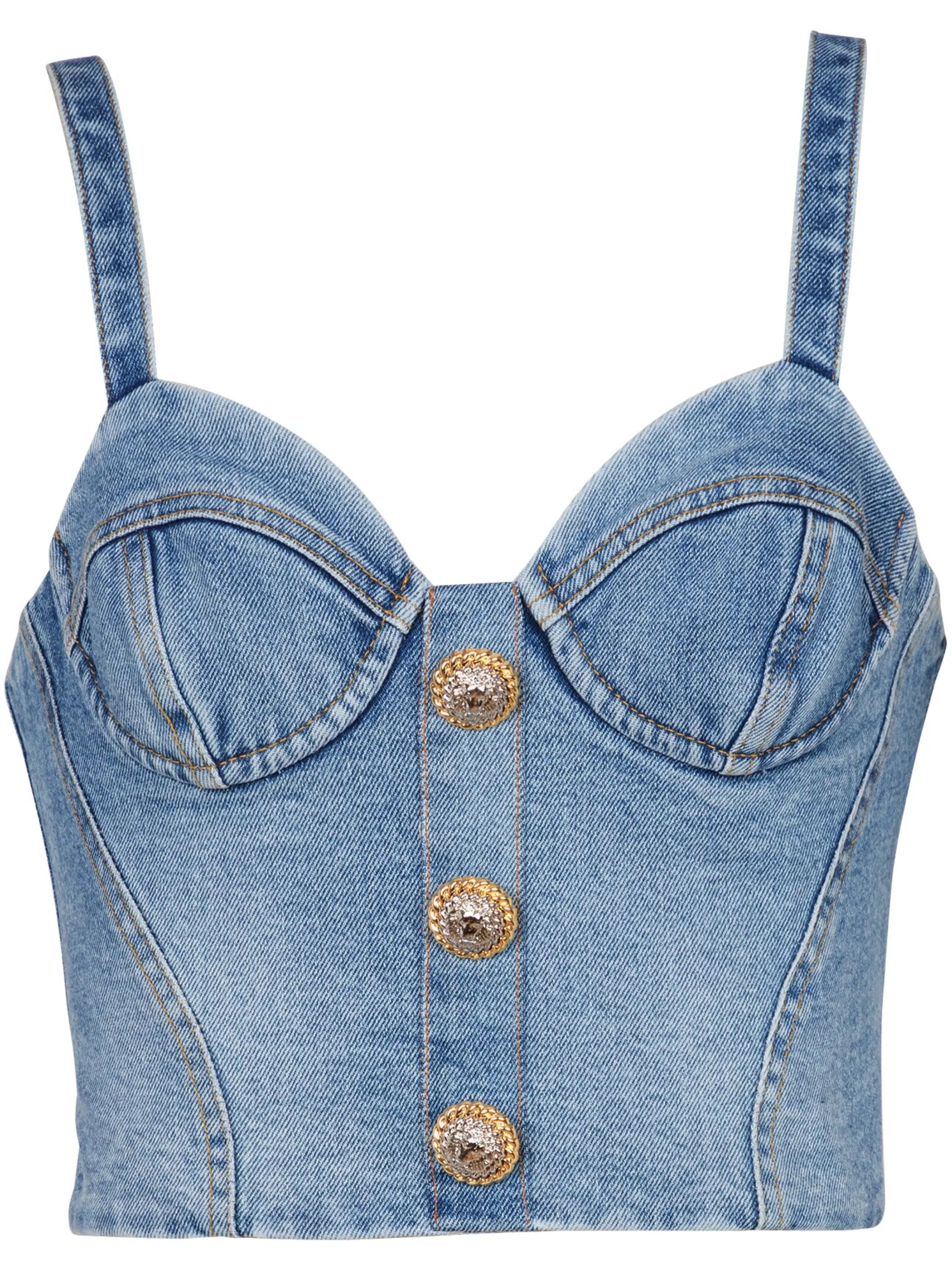 Cropped-Jeansoberteil mit Knöpfen