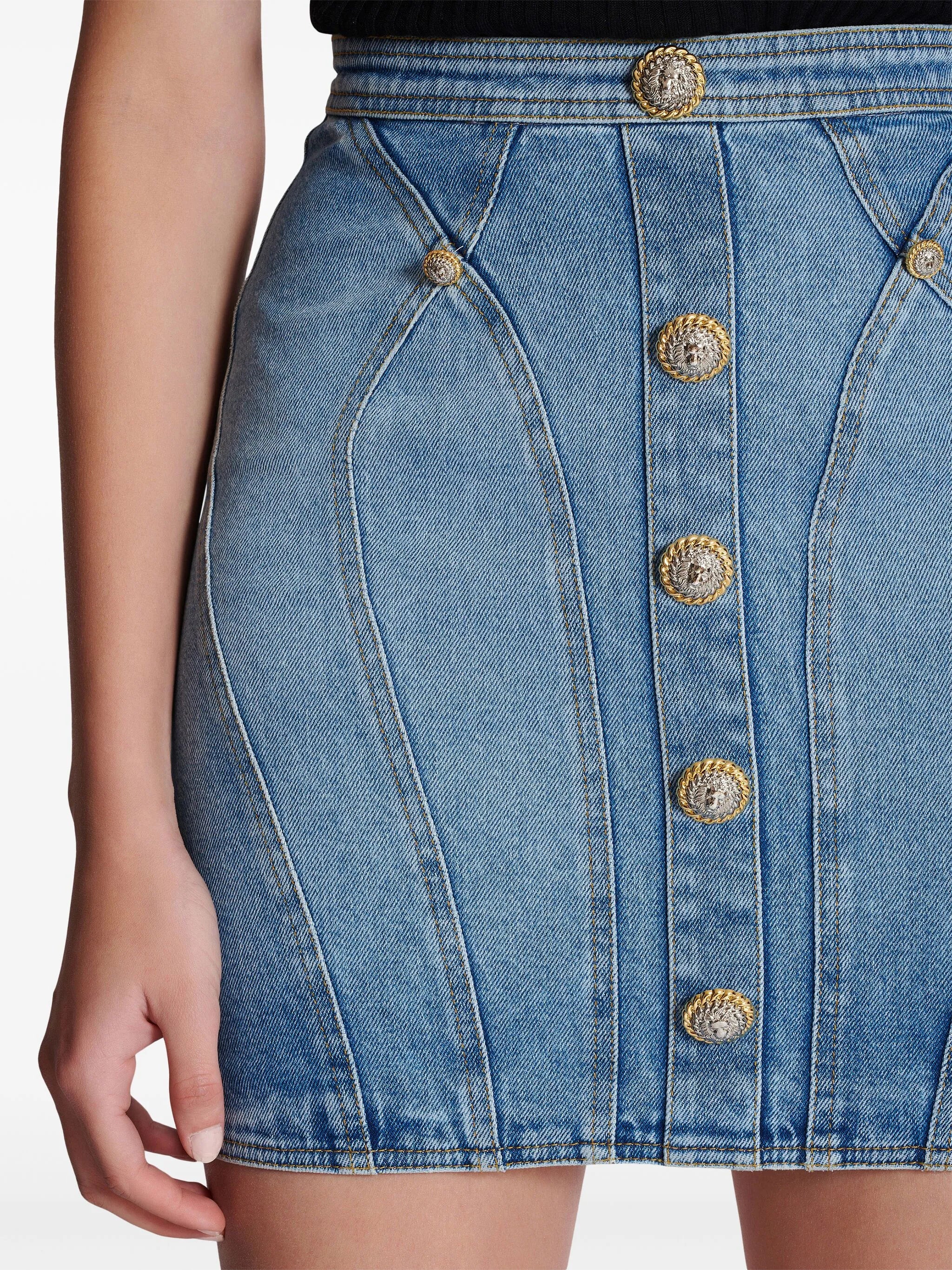 Jeans mini skirt with decorative buttons