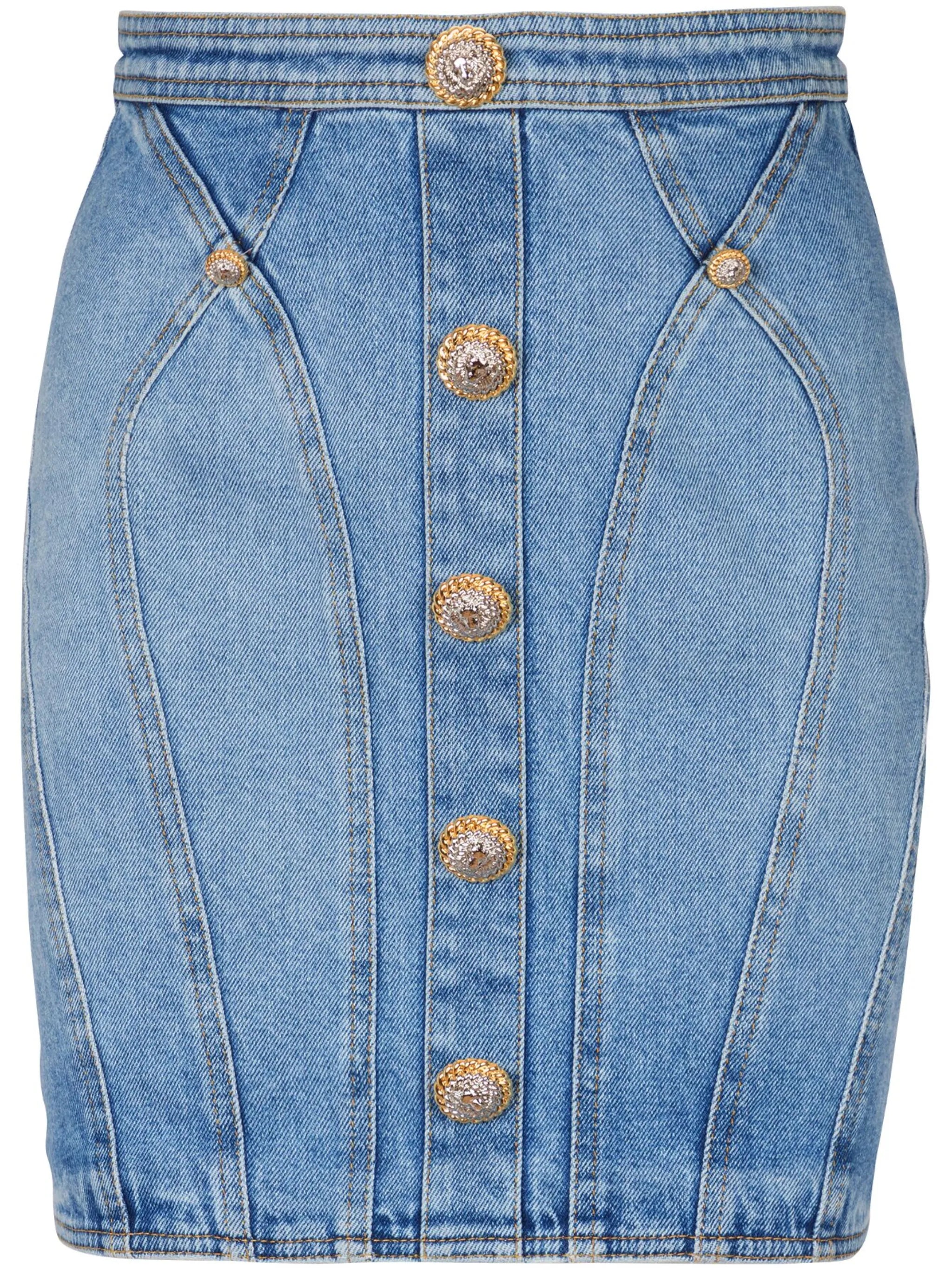 Jeans mini skirt with decorative buttons