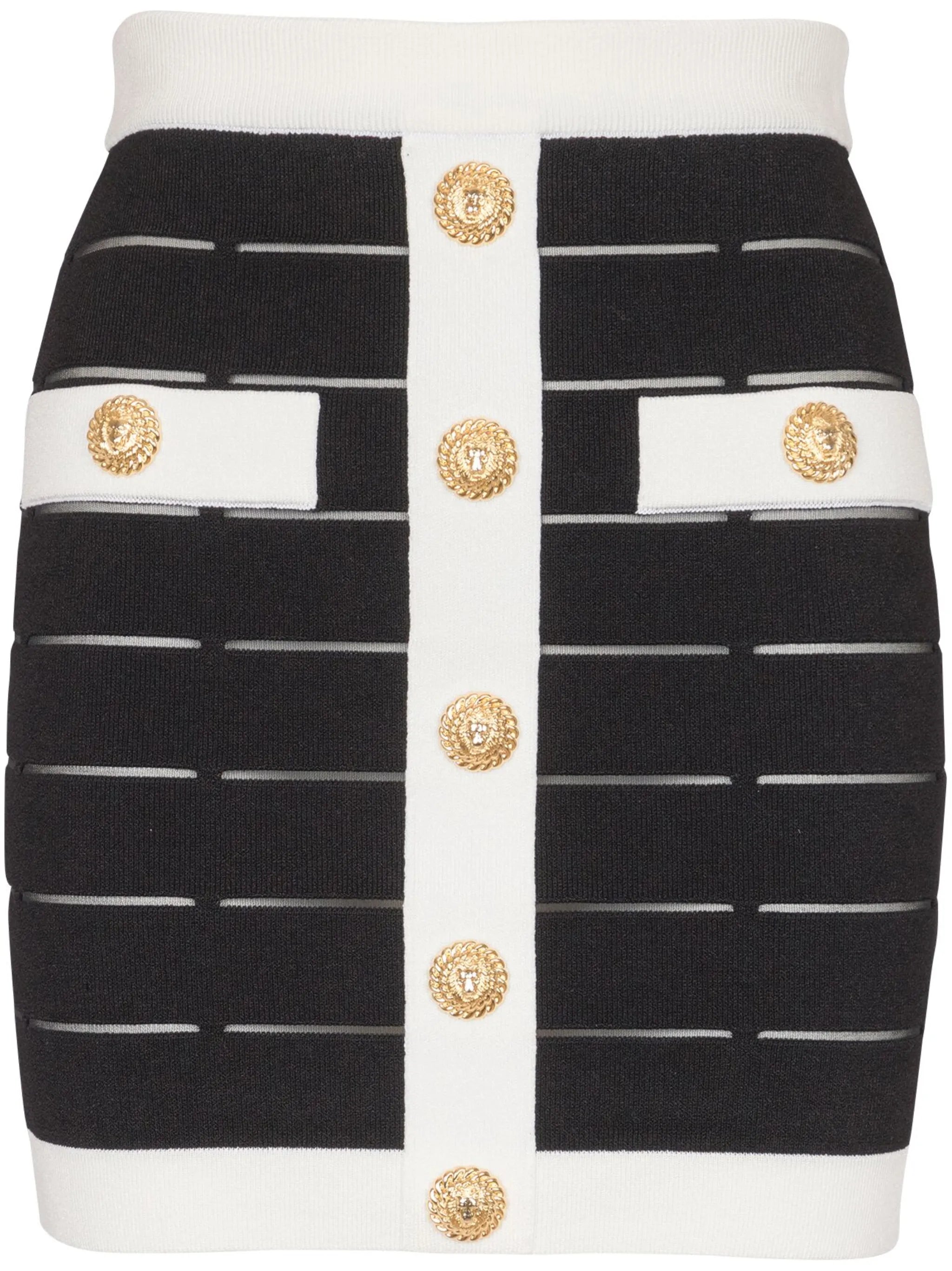 Knitted mini skirt with decorative buttons