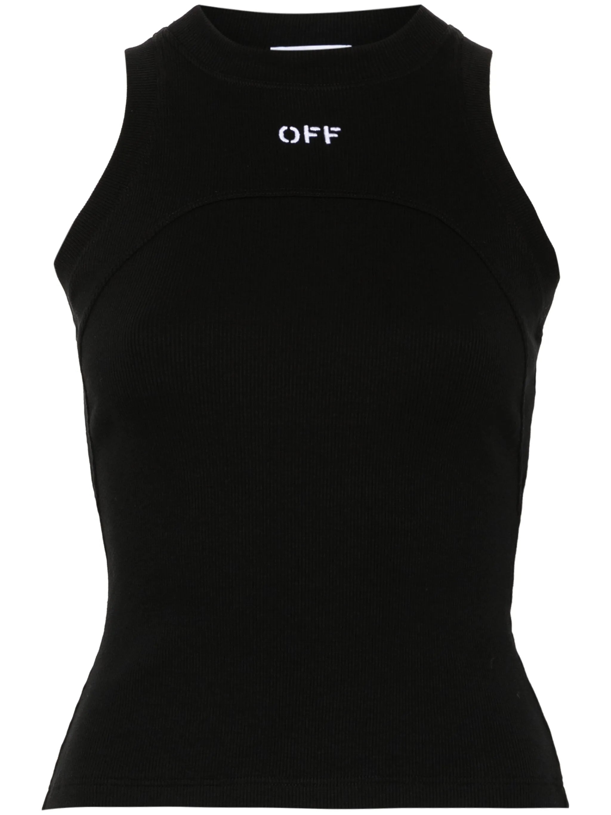 Geripptes Trägershirt mit Logo