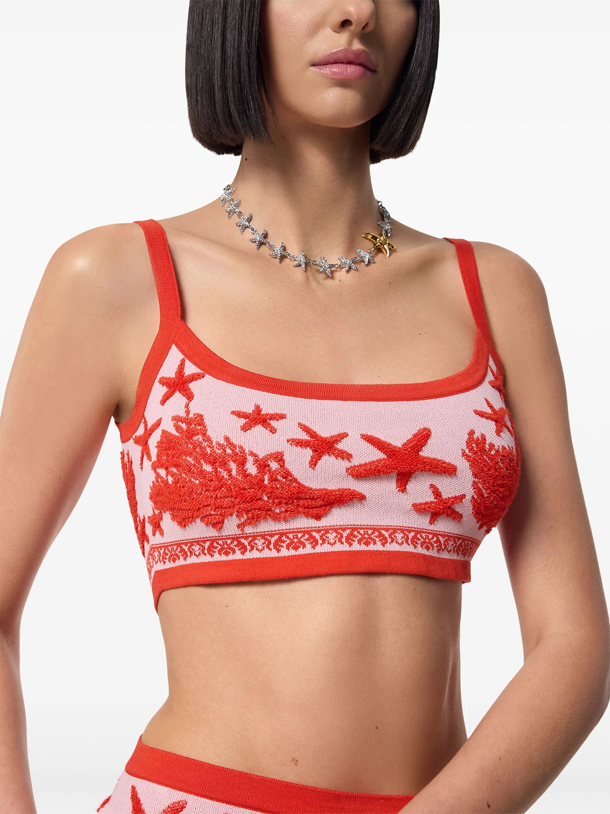 Gestricktes Barocco Sea Cropped-Top
