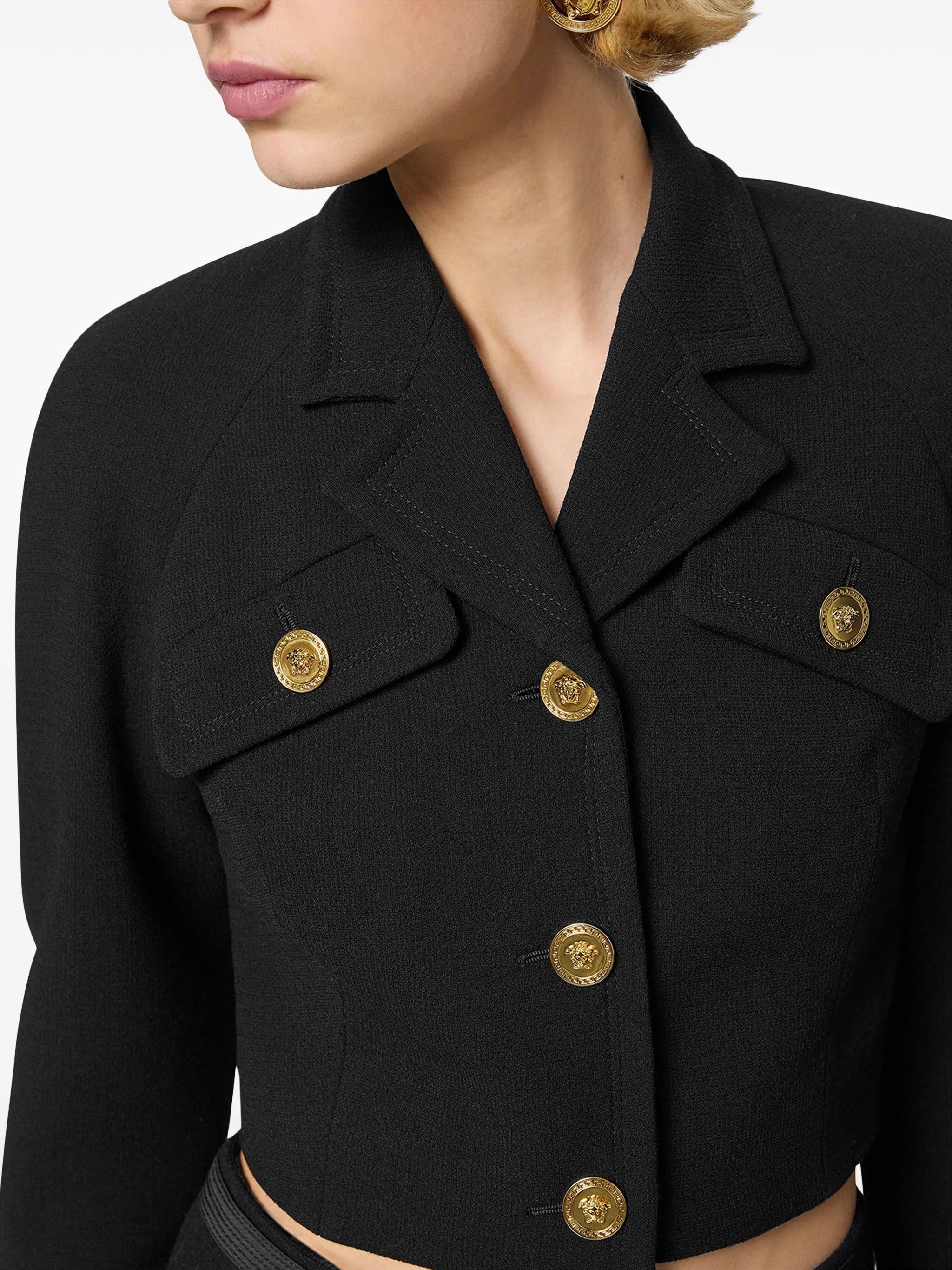 Cropped jacket with Medusa buttons