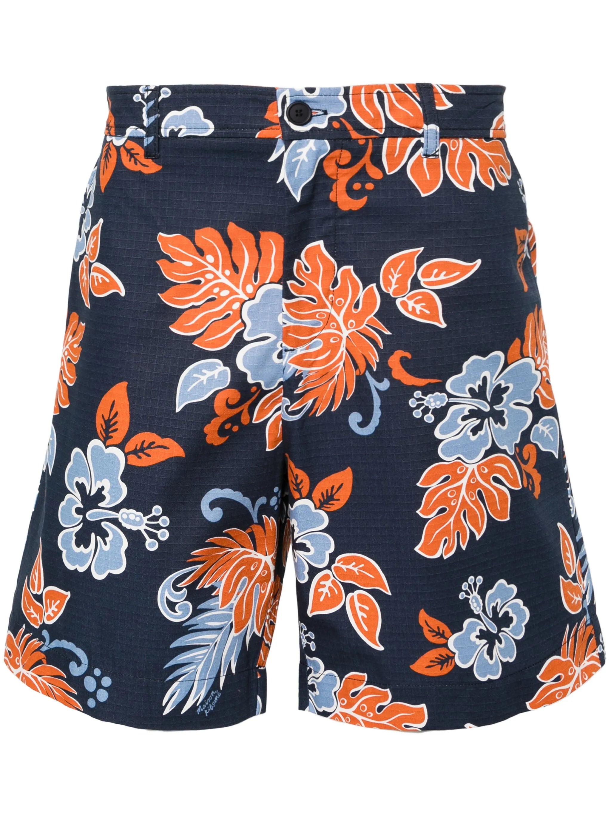 Ripstop-Shorts mit Blumen-Print