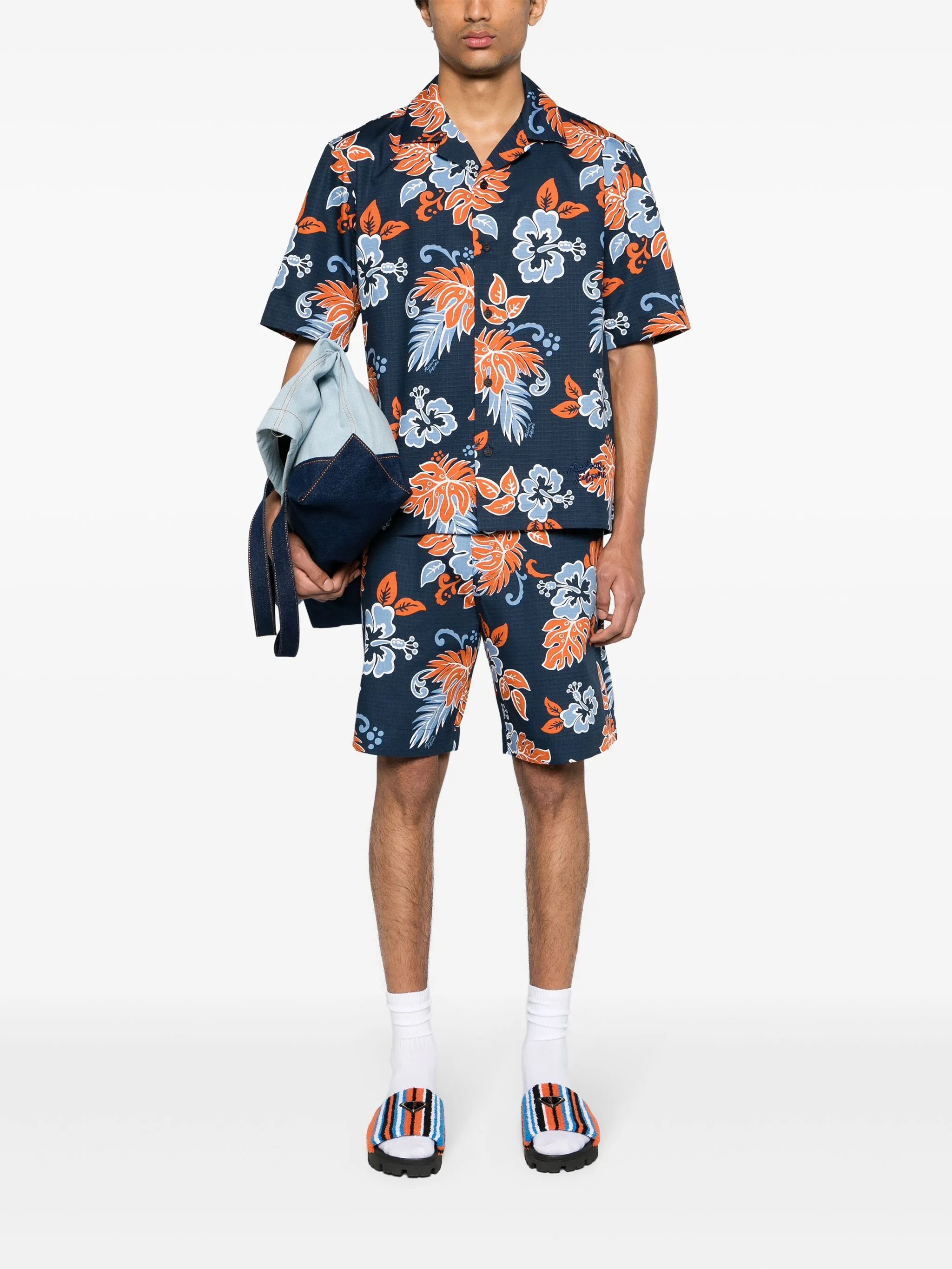 Ripstop-Shorts mit Blumen-Print