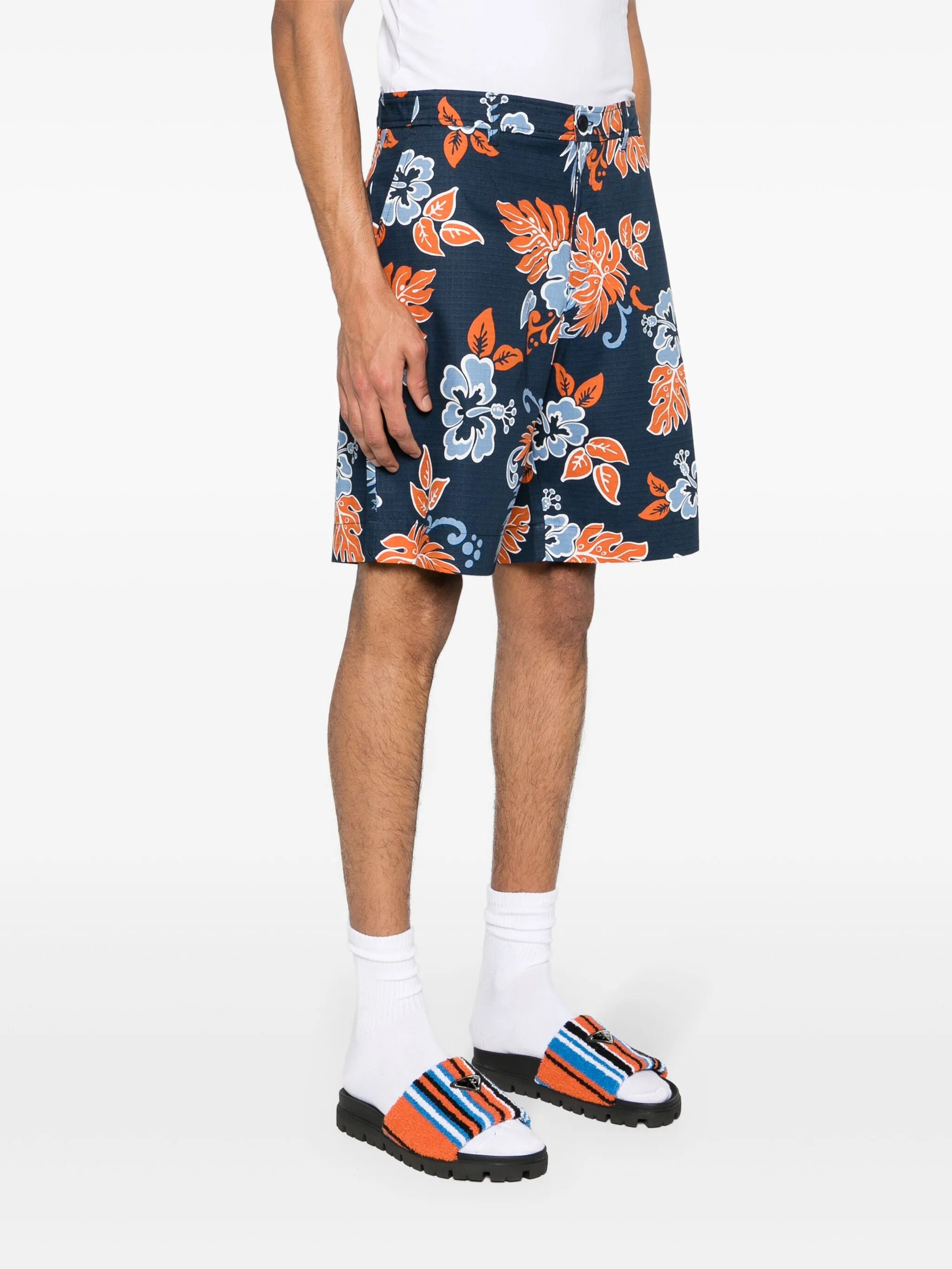 Ripstop-Shorts mit Blumen-Print