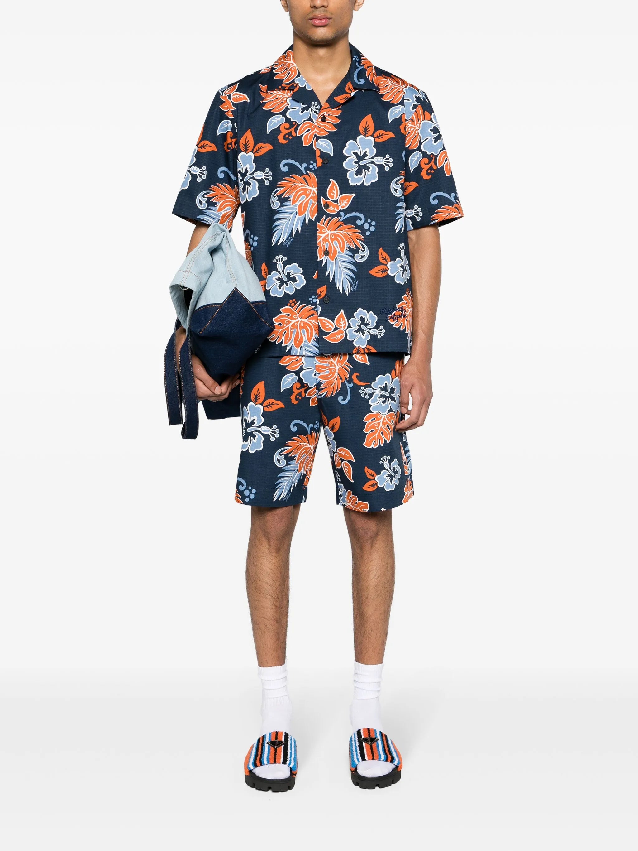 Ripstop-Hemd mit Blumen-Print