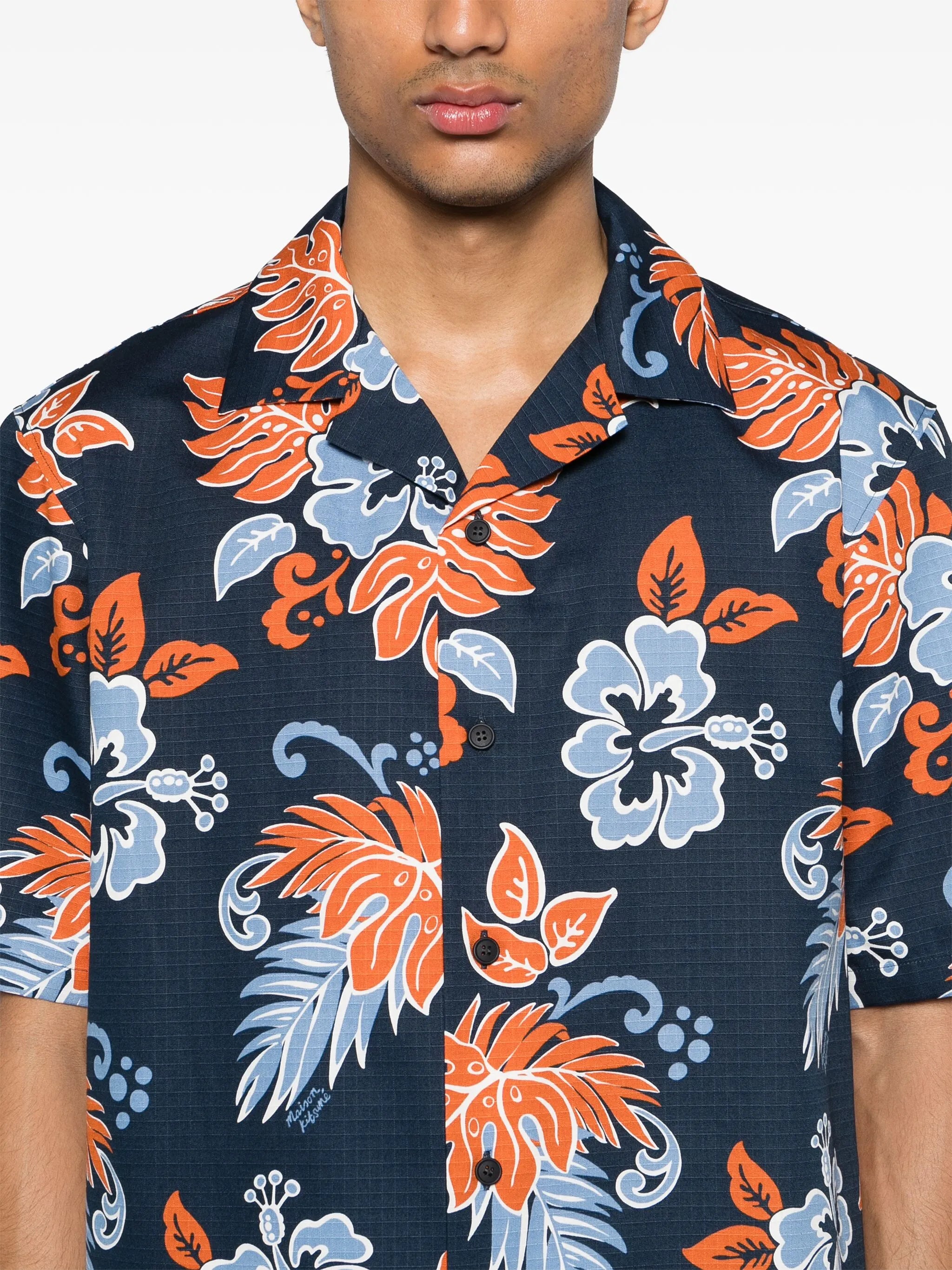Ripstop-Hemd mit Blumen-Print