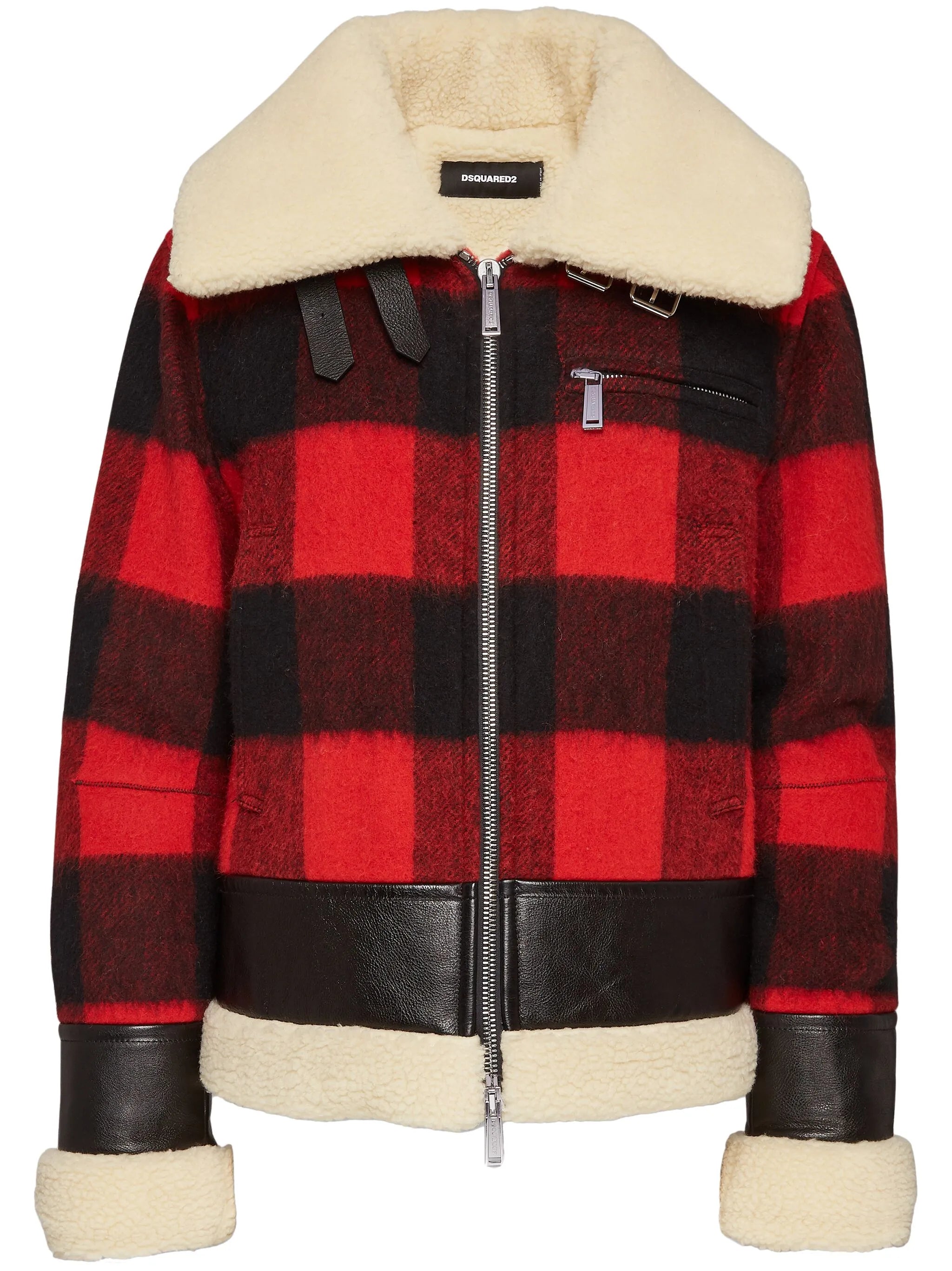 Shearling-Jacke mit Schottenkaro