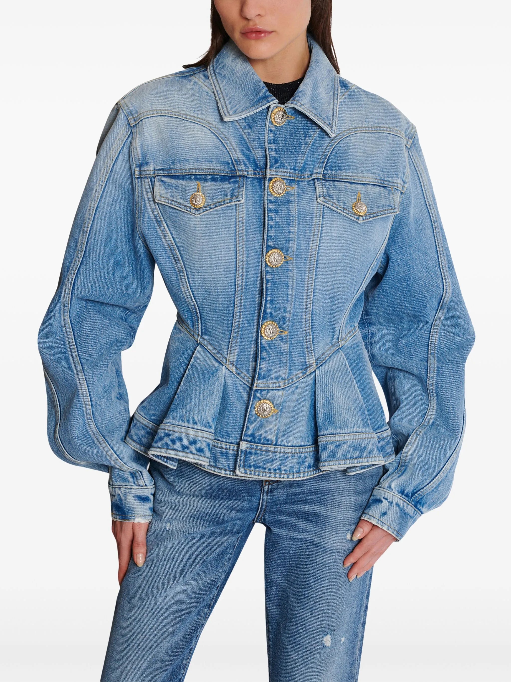 Jeansblazer mit Falten