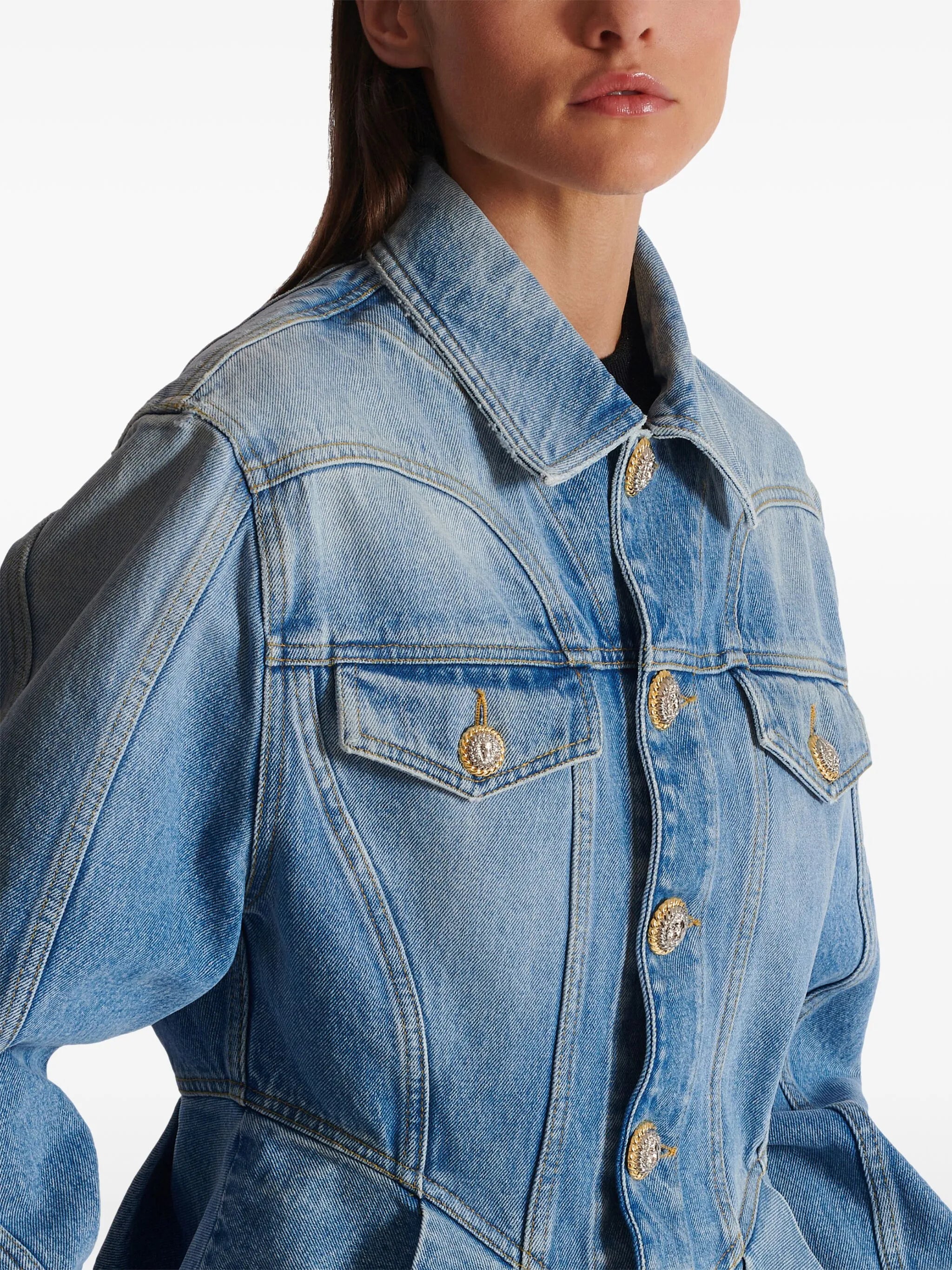 Jeansblazer mit Falten